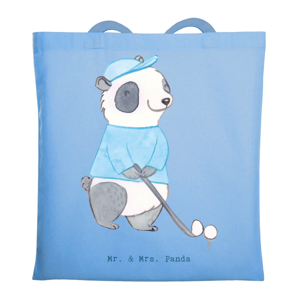 Tragetasche Panda Golfen Beuteltasche, Beutel, Einkaufstasche, Jutebeutel, Stoffbeutel, Tasche, Shopper, Umhängetasche, Strandtasche, Schultertasche, Stofftasche, Tragetasche, Badetasche, Jutetasche, Einkaufstüte, Laptoptasche, Geschenk, Sport, Sportart, Hobby, Schenken, Danke, Dankeschön, Auszeichnung, Gewinn, Sportler, Golfen, Golf spielen, Golfplatz, Golfturnier, Golf Verein