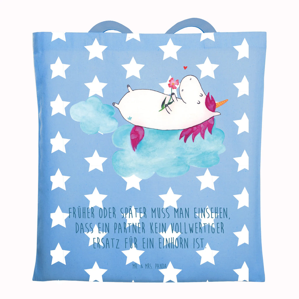 Tragetasche Einhorn verliebt auf Wolke Beuteltasche, Beutel, Einkaufstasche, Jutebeutel, Stoffbeutel, Tasche, Shopper, Umhängetasche, Strandtasche, Schultertasche, Stofftasche, Tragetasche, Badetasche, Jutetasche, Einkaufstüte, Laptoptasche, Einhorn, Einhörner, Einhorn Deko, Pegasus, Unicorn, verliebt, Liebe, Liebesbeweis, Freundin, Wolke