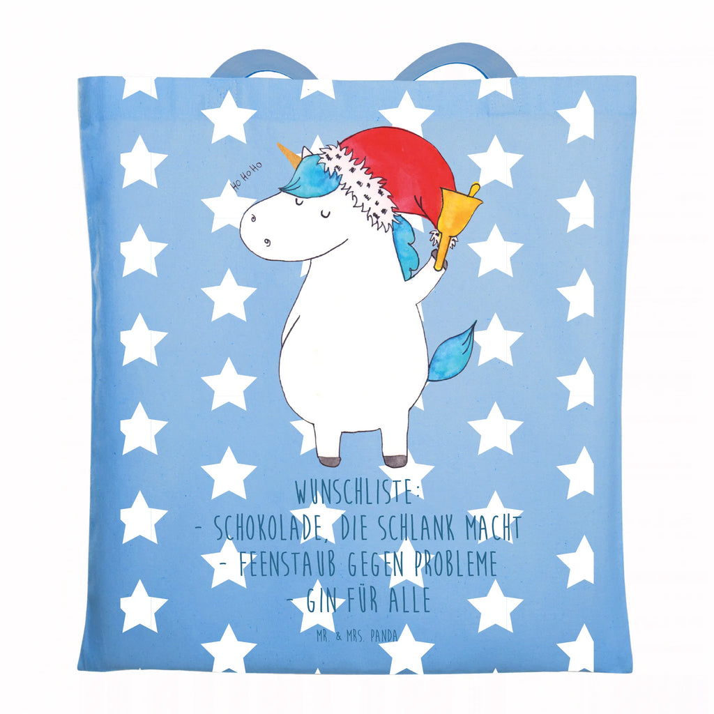 Tragetasche Einhorn Weihnachtsmann Beuteltasche, Beutel, Einkaufstasche, Jutebeutel, Stoffbeutel, Tasche, Shopper, Umhängetasche, Strandtasche, Schultertasche, Stofftasche, Tragetasche, Badetasche, Jutetasche, Einkaufstüte, Laptoptasche, Einhorn, Einhörner, Einhorn Deko, Pegasus, Unicorn, Gin, Schokolade, Schoki, Weihnachten, Weihnachtsmann, Nikolaus, Wunschzettel, Wunschliste, Feenstaub