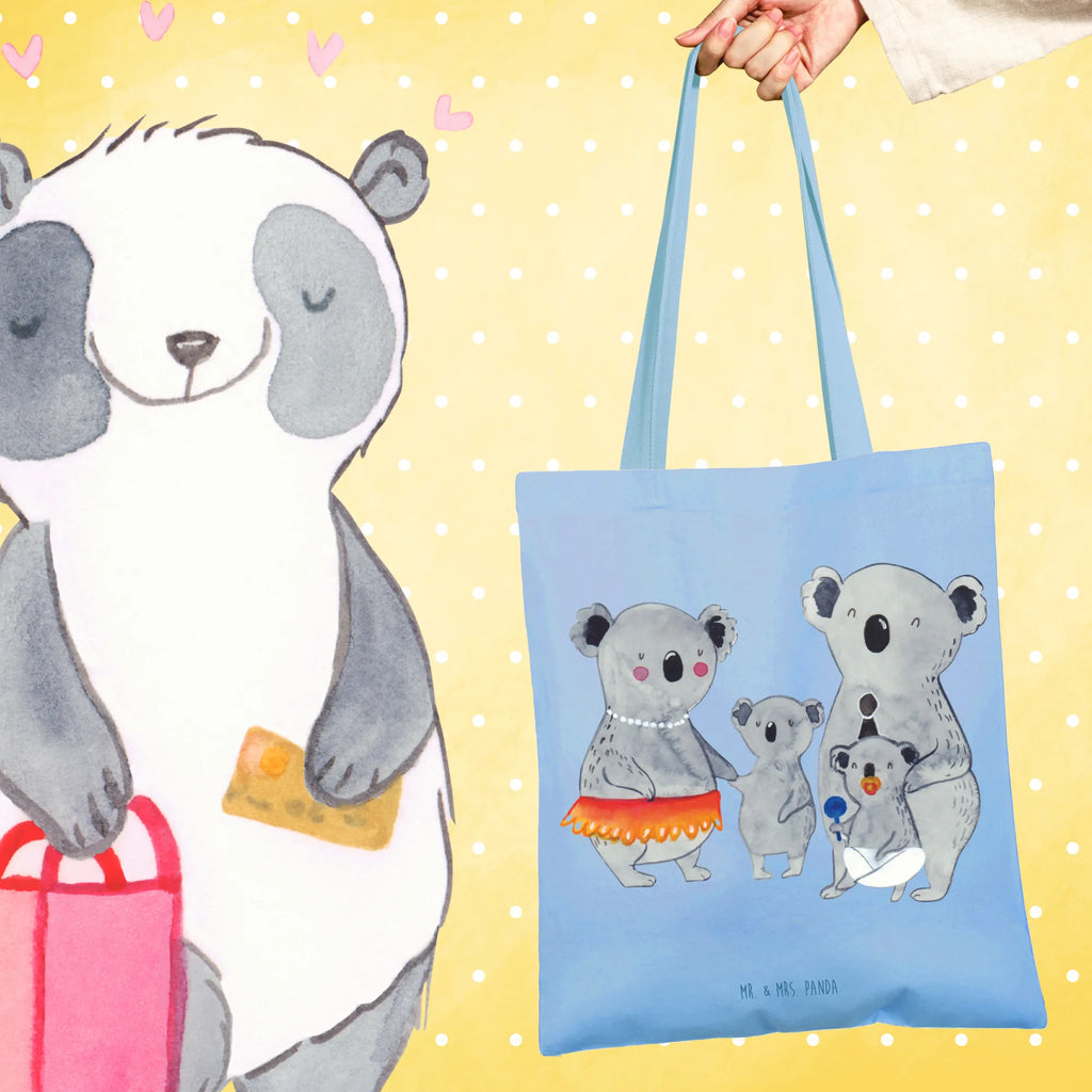 Tragetasche Koala Familie Beuteltasche, Beutel, Einkaufstasche, Jutebeutel, Stoffbeutel, Tasche, Shopper, Umhängetasche, Strandtasche, Schultertasche, Stofftasche, Tragetasche, Badetasche, Jutetasche, Einkaufstüte, Laptoptasche, Familie, Vatertag, Muttertag, Bruder, Schwester, Mama, Papa, Oma, Opa, Koala, Koalas, Family, Kinder, Geschwister, Familienleben