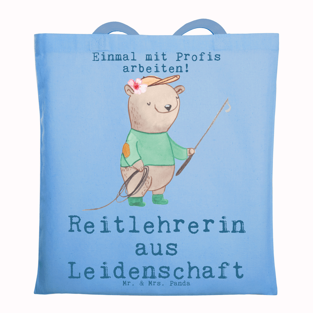 Tragetasche Reitlehrerin aus Leidenschaft Beuteltasche, Beutel, Einkaufstasche, Jutebeutel, Stoffbeutel, Tasche, Shopper, Umhängetasche, Strandtasche, Schultertasche, Stofftasche, Tragetasche, Badetasche, Jutetasche, Einkaufstüte, Laptoptasche, Beruf, Ausbildung, Jubiläum, Abschied, Rente, Kollege, Kollegin, Geschenk, Schenken, Arbeitskollege, Mitarbeiter, Firma, Danke, Dankeschön