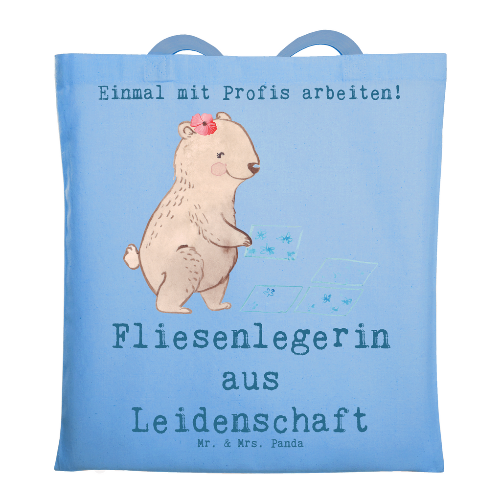 Tragetasche Fliesenlegerin aus Leidenschaft Beuteltasche, Beutel, Einkaufstasche, Jutebeutel, Stoffbeutel, Tasche, Shopper, Umhängetasche, Strandtasche, Schultertasche, Stofftasche, Tragetasche, Badetasche, Jutetasche, Einkaufstüte, Laptoptasche, Beruf, Ausbildung, Jubiläum, Abschied, Rente, Kollege, Kollegin, Geschenk, Schenken, Arbeitskollege, Mitarbeiter, Firma, Danke, Dankeschön, Fliesenlegerin, Gesellenprüfung, Fliesenlegermeisterin, Fliesenlegerbetrieb, Fliesenfachhandel, Handwerk