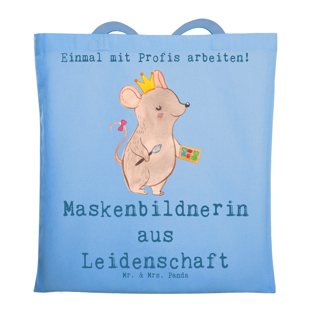 Tragetasche Maskenbildnerin aus Leidenschaft Beuteltasche, Beutel, Einkaufstasche, Jutebeutel, Stoffbeutel, Tasche, Shopper, Umhängetasche, Strandtasche, Schultertasche, Stofftasche, Tragetasche, Badetasche, Jutetasche, Einkaufstüte, Laptoptasche, Beruf, Ausbildung, Jubiläum, Abschied, Rente, Kollege, Kollegin, Geschenk, Schenken, Arbeitskollege, Mitarbeiter, Firma, Danke, Dankeschön, Kosmetikerin, Make Up Artist, Maskenbildnerin, Visagistin, Beauty Salon, Kosmetikstudio, Eröffnung