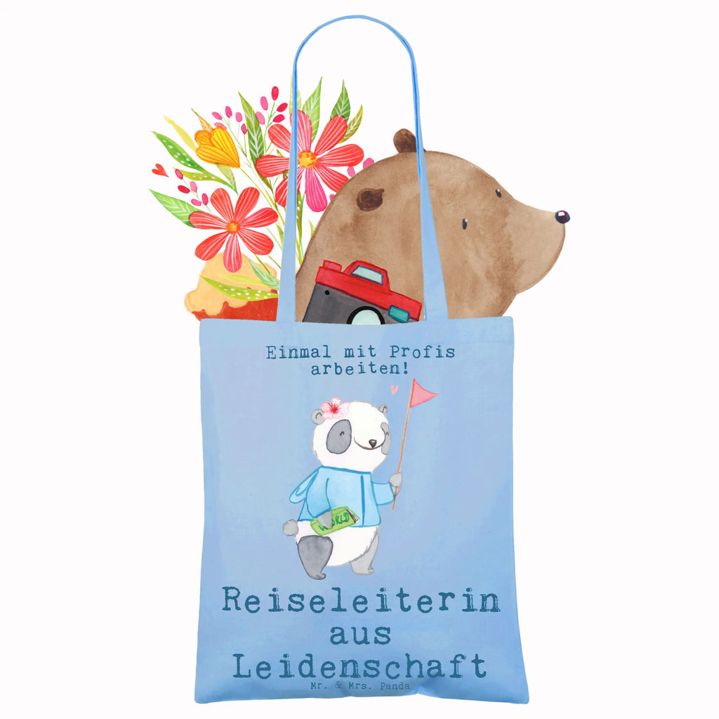 Tragetasche Reiseleiterin aus Leidenschaft Beuteltasche, Beutel, Einkaufstasche, Jutebeutel, Stoffbeutel, Tasche, Shopper, Umhängetasche, Strandtasche, Schultertasche, Stofftasche, Tragetasche, Badetasche, Jutetasche, Einkaufstüte, Laptoptasche, Beruf, Ausbildung, Jubiläum, Abschied, Rente, Kollege, Kollegin, Geschenk, Schenken, Arbeitskollege, Mitarbeiter, Firma, Danke, Dankeschön