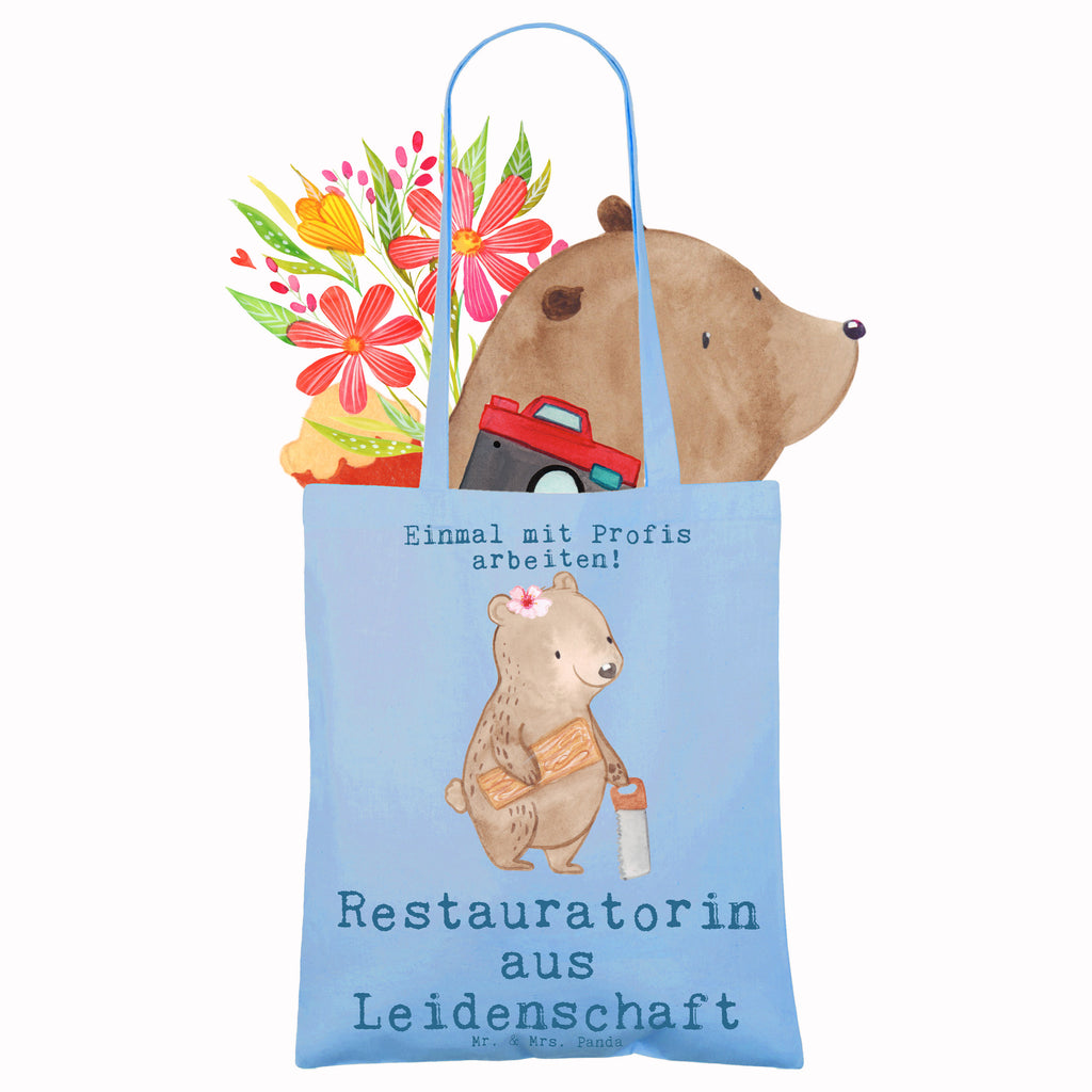 Tragetasche Restauratorin aus Leidenschaft Beuteltasche, Beutel, Einkaufstasche, Jutebeutel, Stoffbeutel, Tasche, Shopper, Umhängetasche, Strandtasche, Schultertasche, Stofftasche, Tragetasche, Badetasche, Jutetasche, Einkaufstüte, Laptoptasche, Beruf, Ausbildung, Jubiläum, Abschied, Rente, Kollege, Kollegin, Geschenk, Schenken, Arbeitskollege, Mitarbeiter, Firma, Danke, Dankeschön