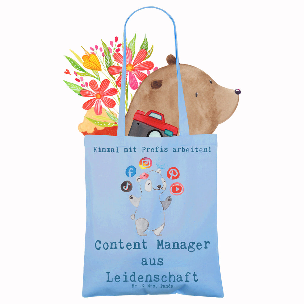 Tragetasche Content Manager aus Leidenschaft Beuteltasche, Beutel, Einkaufstasche, Jutebeutel, Stoffbeutel, Tasche, Shopper, Umhängetasche, Strandtasche, Schultertasche, Stofftasche, Tragetasche, Badetasche, Jutetasche, Einkaufstüte, Laptoptasche, Beruf, Ausbildung, Jubiläum, Abschied, Rente, Kollege, Kollegin, Geschenk, Schenken, Arbeitskollege, Mitarbeiter, Firma, Danke, Dankeschön