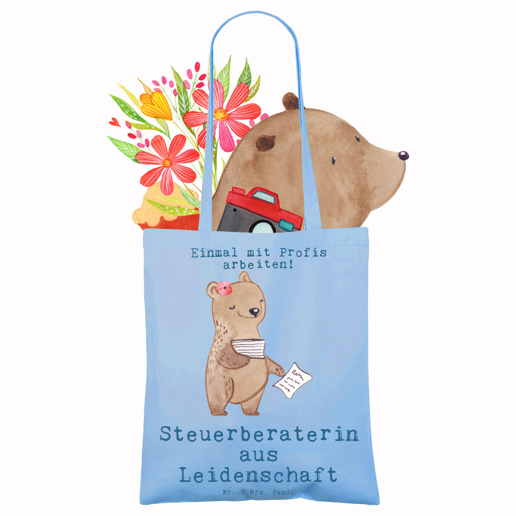 Tragetasche Steuerberaterin aus Leidenschaft Beuteltasche, Beutel, Einkaufstasche, Jutebeutel, Stoffbeutel, Tasche, Shopper, Umhängetasche, Strandtasche, Schultertasche, Stofftasche, Tragetasche, Badetasche, Jutetasche, Einkaufstüte, Laptoptasche, Beruf, Ausbildung, Jubiläum, Abschied, Rente, Kollege, Kollegin, Geschenk, Schenken, Arbeitskollege, Mitarbeiter, Firma, Danke, Dankeschön