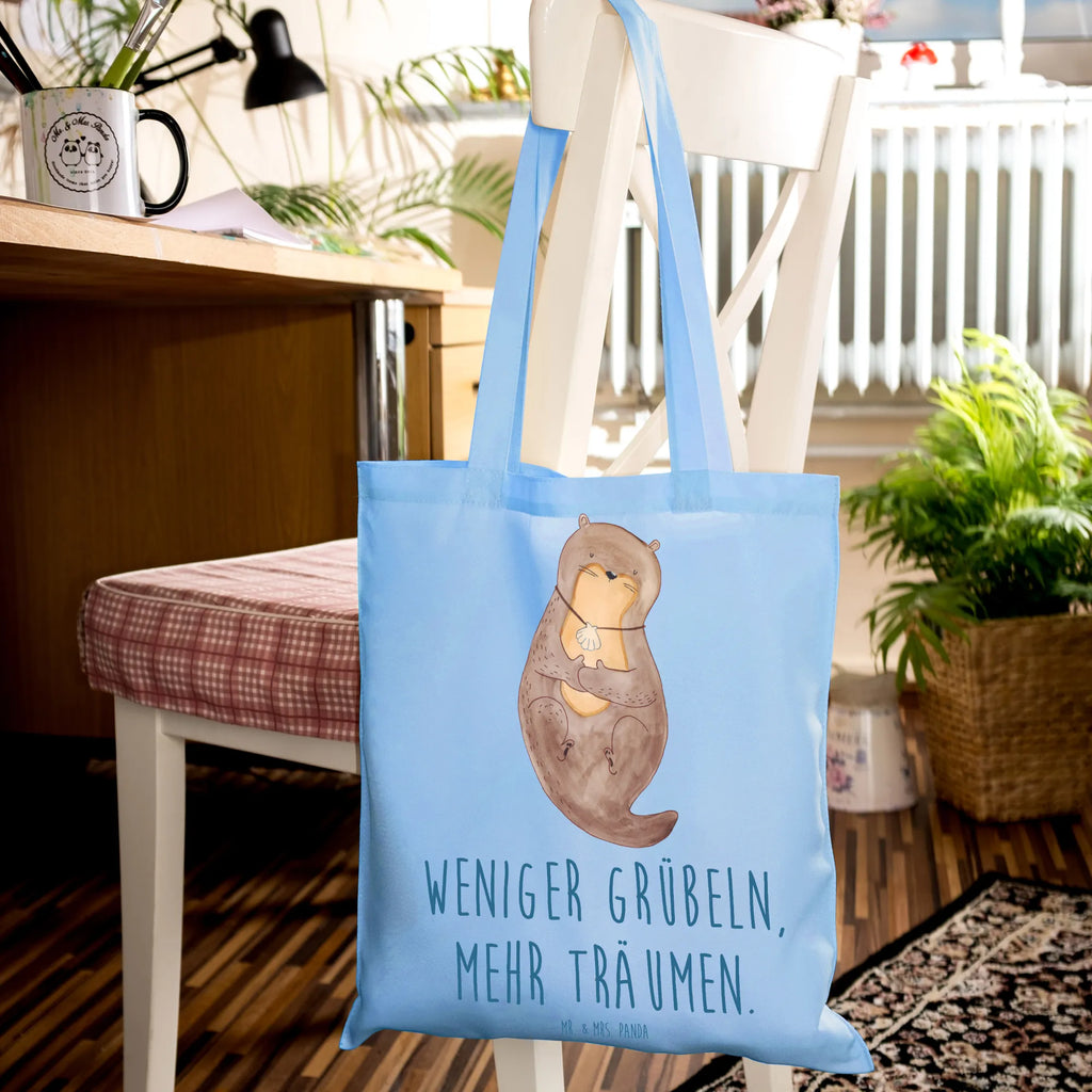 Tote bag otter shell Beuteltasche, Beutel, Einkaufstasche, Jutebeutel, Stoffbeutel, Tasche, Shopper, Umhängetasche, Strandtasche, Schultertasche, Stofftasche, Tragetasche, Badetasche, Jutetasche, Einkaufstüte, Laptoptasche, Otter, Fischotter, Seeotter, Otterliebe, grübeln, träumen, Motivation, Tagträumen, Büro
