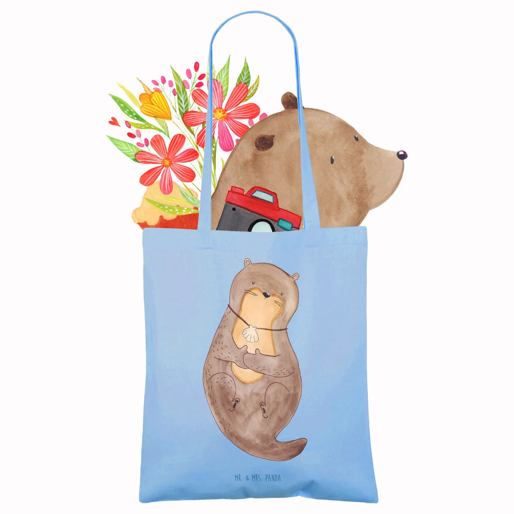 Tote bag otter shell Beuteltasche, Beutel, Einkaufstasche, Jutebeutel, Stoffbeutel, Tasche, Shopper, Umhängetasche, Strandtasche, Schultertasche, Stofftasche, Tragetasche, Badetasche, Jutetasche, Einkaufstüte, Laptoptasche, Otter, Fischotter, Seeotter, Otterliebe, grübeln, träumen, Motivation, Tagträumen, Büro