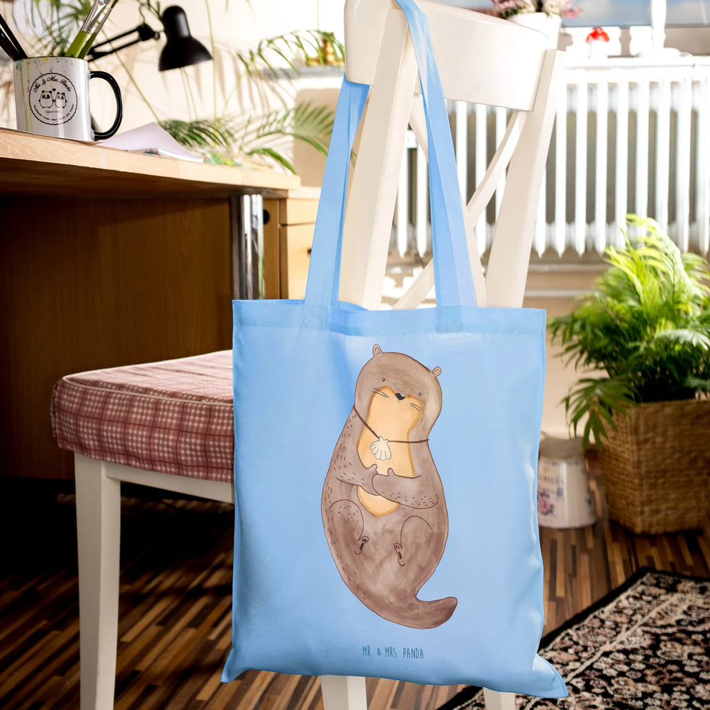 Tote bag otter shell Beuteltasche, Beutel, Einkaufstasche, Jutebeutel, Stoffbeutel, Tasche, Shopper, Umhängetasche, Strandtasche, Schultertasche, Stofftasche, Tragetasche, Badetasche, Jutetasche, Einkaufstüte, Laptoptasche, Otter, Fischotter, Seeotter, Otterliebe, grübeln, träumen, Motivation, Tagträumen, Büro
