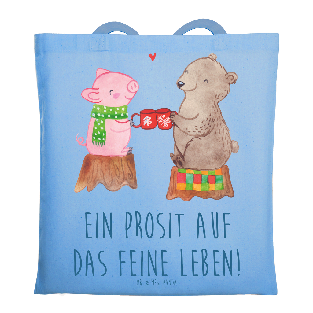 Tragetasche Glühschwein Sause Beuteltasche, Beutel, Einkaufstasche, Jutebeutel, Stoffbeutel, Tasche, Shopper, Umhängetasche, Strandtasche, Schultertasche, Stofftasche, Tragetasche, Badetasche, Jutetasche, Einkaufstüte, Laptoptasche, Winter, Weihnachten, Weihnachtsdeko, Nikolaus, Advent, Heiligabend, Wintermotiv, Prost, Alles Gute, Weihnachtszeit, Schwein, Bär