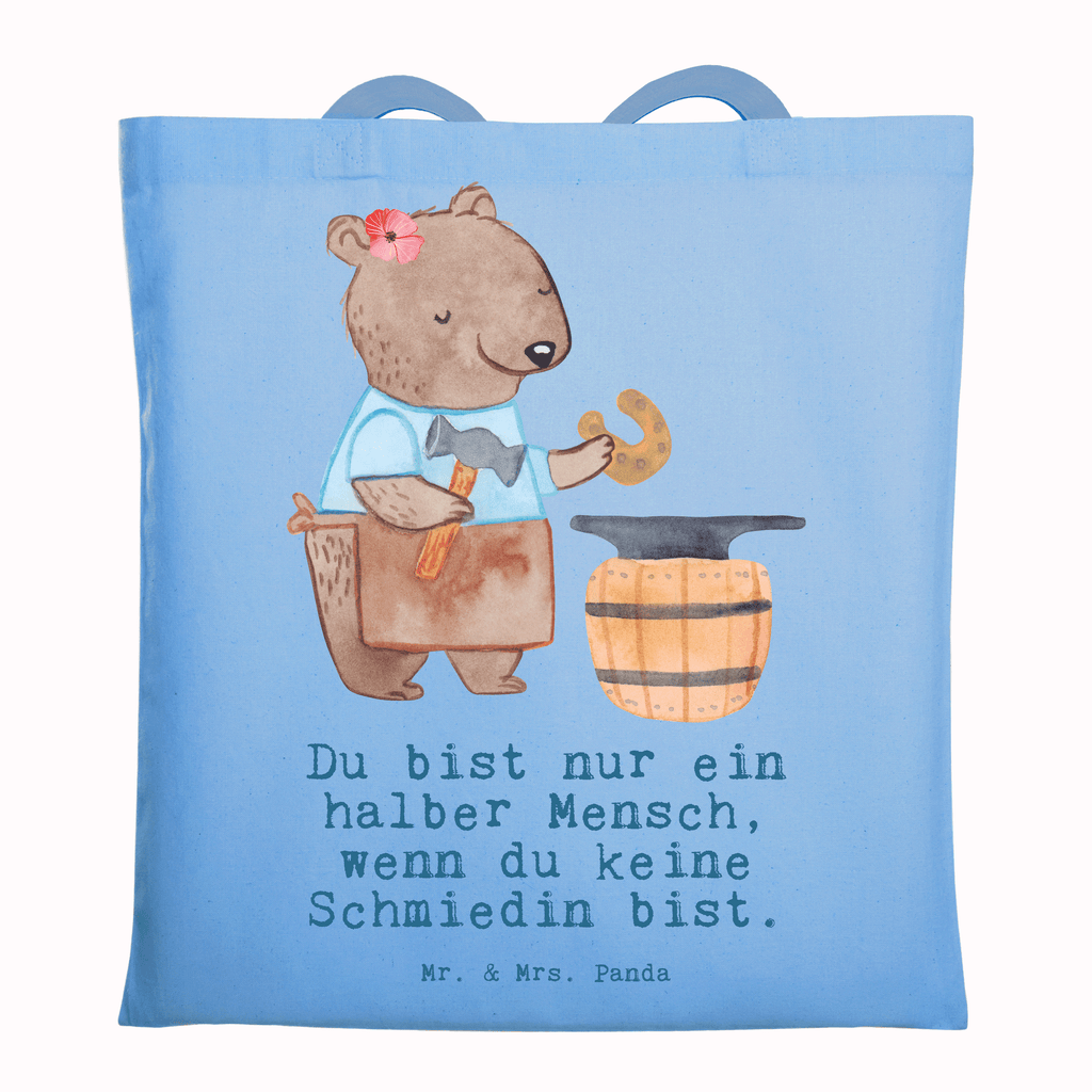 Tragetasche Schmiedin mit Herz Beuteltasche, Beutel, Einkaufstasche, Jutebeutel, Stoffbeutel, Tasche, Shopper, Umhängetasche, Strandtasche, Schultertasche, Stofftasche, Tragetasche, Badetasche, Jutetasche, Einkaufstüte, Laptoptasche, Beruf, Ausbildung, Jubiläum, Abschied, Rente, Kollege, Kollegin, Geschenk, Schenken, Arbeitskollege, Mitarbeiter, Firma, Danke, Dankeschön