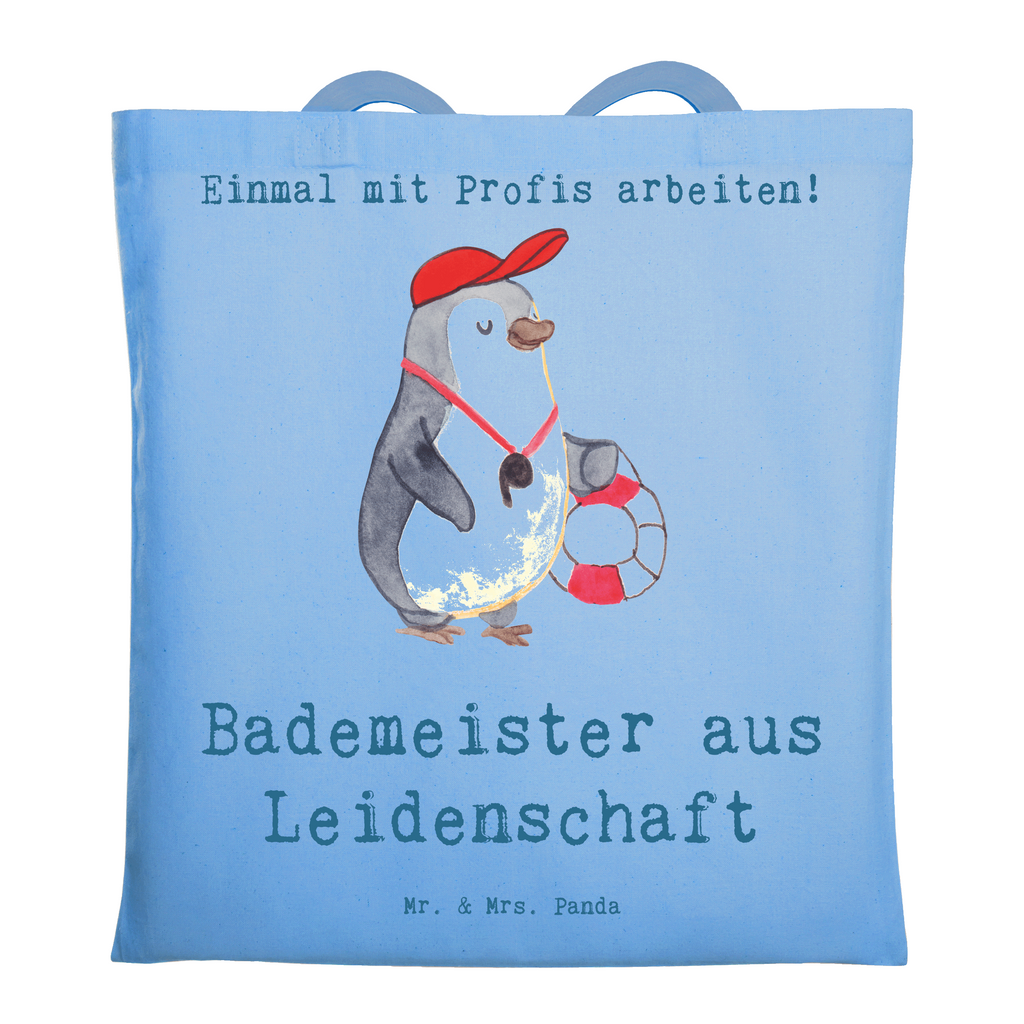 Tragetasche Bademeister aus Leidenschaft Beuteltasche, Beutel, Einkaufstasche, Jutebeutel, Stoffbeutel, Tasche, Shopper, Umhängetasche, Strandtasche, Schultertasche, Stofftasche, Tragetasche, Badetasche, Jutetasche, Einkaufstüte, Laptoptasche, Beruf, Ausbildung, Jubiläum, Abschied, Rente, Kollege, Kollegin, Geschenk, Schenken, Arbeitskollege, Mitarbeiter, Firma, Danke, Dankeschön, Bademeister, Rettungsschwimmer, Schwimmmeister, Schwimmbad, Freibad, Badeanstalt, Schwimmverein, Schwimmschule