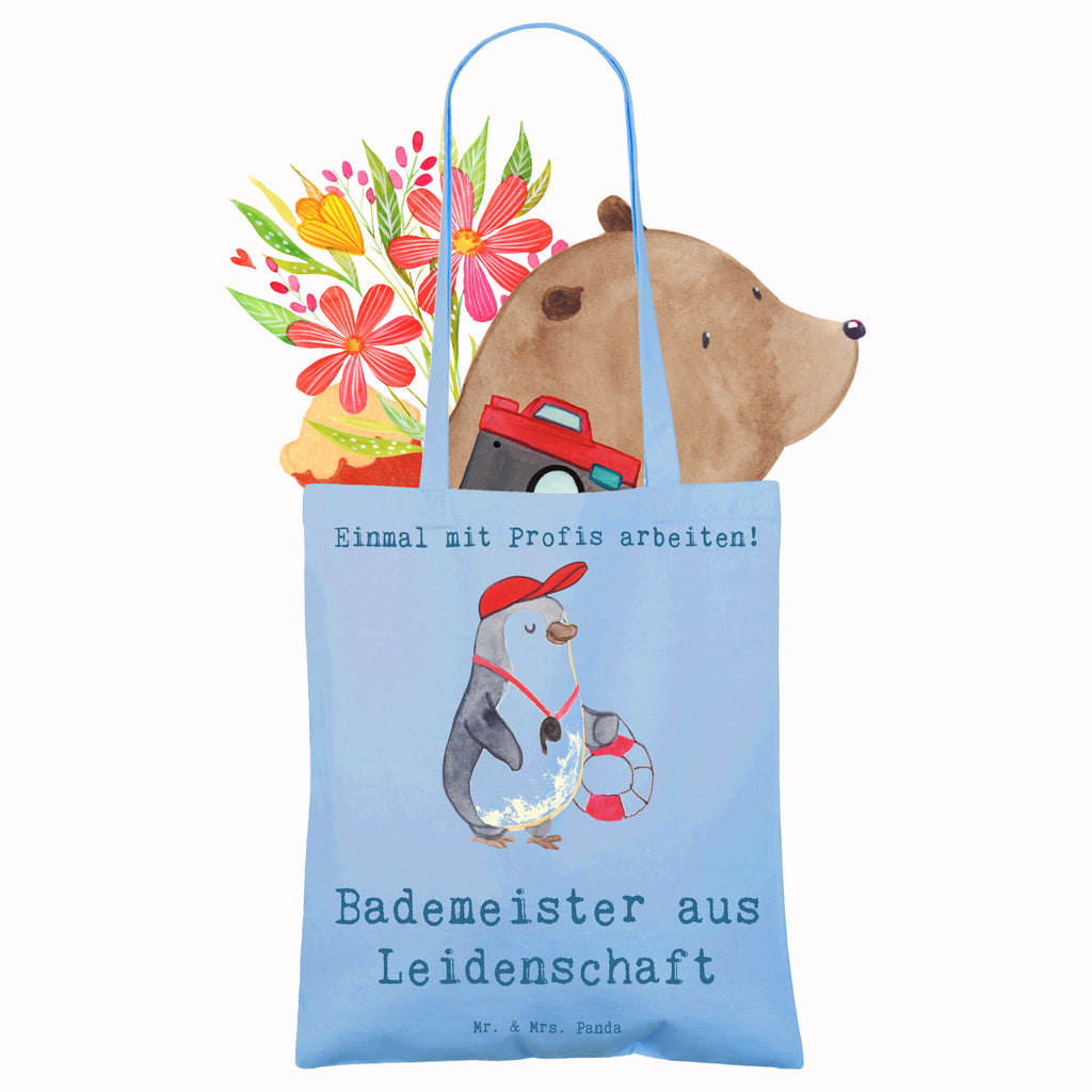 Tragetasche Bademeister aus Leidenschaft Beuteltasche, Beutel, Einkaufstasche, Jutebeutel, Stoffbeutel, Tasche, Shopper, Umhängetasche, Strandtasche, Schultertasche, Stofftasche, Tragetasche, Badetasche, Jutetasche, Einkaufstüte, Laptoptasche, Beruf, Ausbildung, Jubiläum, Abschied, Rente, Kollege, Kollegin, Geschenk, Schenken, Arbeitskollege, Mitarbeiter, Firma, Danke, Dankeschön, Bademeister, Rettungsschwimmer, Schwimmmeister, Schwimmbad, Freibad, Badeanstalt, Schwimmverein, Schwimmschule