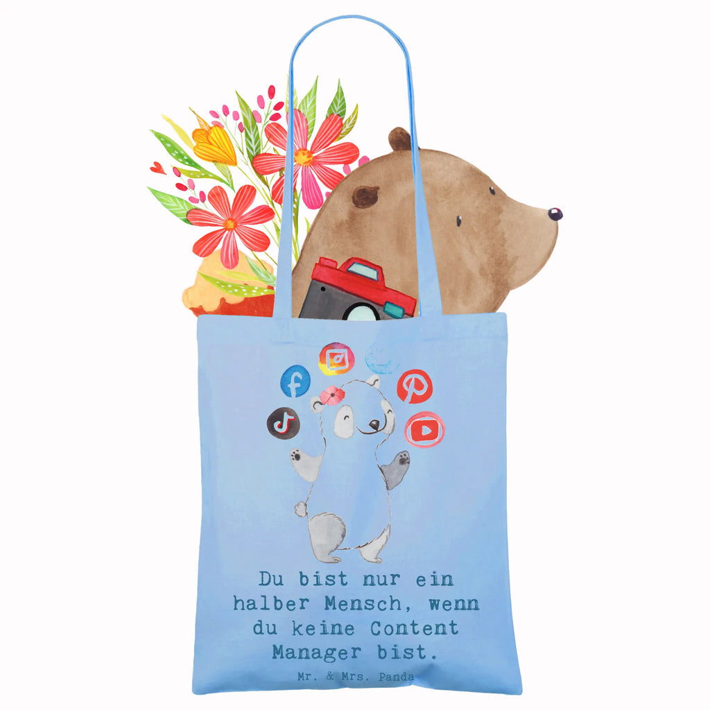 Tragetasche Content Manager mit Herz Beuteltasche, Beutel, Einkaufstasche, Jutebeutel, Stoffbeutel, Tasche, Shopper, Umhängetasche, Strandtasche, Schultertasche, Stofftasche, Tragetasche, Badetasche, Jutetasche, Einkaufstüte, Laptoptasche, Beruf, Ausbildung, Jubiläum, Abschied, Rente, Kollege, Kollegin, Geschenk, Schenken, Arbeitskollege, Mitarbeiter, Firma, Danke, Dankeschön