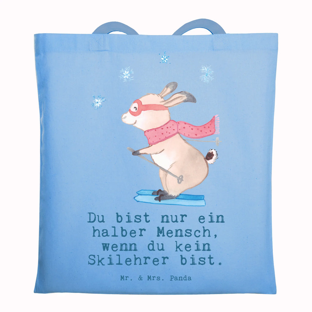 Tragetasche Skilehrer mit Herz Beuteltasche, Beutel, Einkaufstasche, Jutebeutel, Stoffbeutel, Tasche, Shopper, Umhängetasche, Strandtasche, Schultertasche, Stofftasche, Tragetasche, Badetasche, Jutetasche, Einkaufstüte, Laptoptasche, Beruf, Ausbildung, Jubiläum, Abschied, Rente, Kollege, Kollegin, Geschenk, Schenken, Arbeitskollege, Mitarbeiter, Firma, Danke, Dankeschön