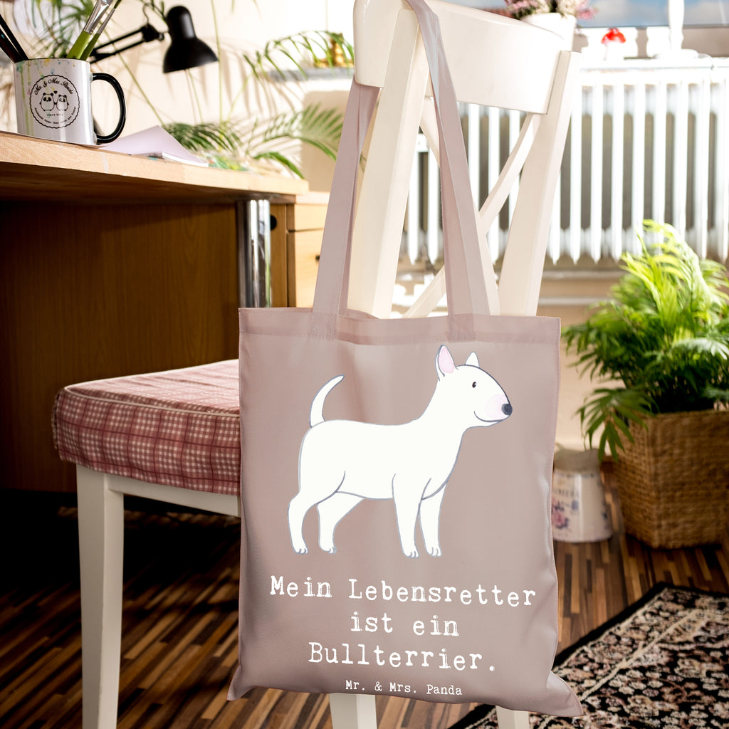 Tragetasche Bullterrier Lebensretter Beuteltasche, Beutel, Einkaufstasche, Jutebeutel, Stoffbeutel, Tasche, Shopper, Umhängetasche, Strandtasche, Schultertasche, Stofftasche, Tragetasche, Badetasche, Jutetasche, Einkaufstüte, Laptoptasche, Hund, Hunderasse, Rassehund, Hundebesitzer, Geschenk, Tierfreund, Schenken, Welpe, Bullterrier