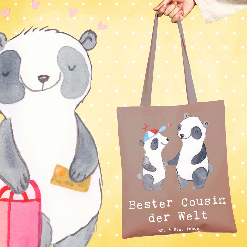 Tragetasche Panda Bester Cousin der Welt Beuteltasche, Beutel, Einkaufstasche, Jutebeutel, Stoffbeutel, Tasche, Shopper, Umhängetasche, Strandtasche, Schultertasche, Stofftasche, Tragetasche, Badetasche, Jutetasche, Einkaufstüte, Laptoptasche, für, Dankeschön, Geschenk, Schenken, Geburtstag, Geburtstagsgeschenk, Geschenkidee, Danke, Bedanken, Mitbringsel, Freude machen, Geschenktipp, Cousin, Kousin, Vetter, Sohn von Onkel, Sohn von Tante, Familie, Verwandtschaft, Cousine