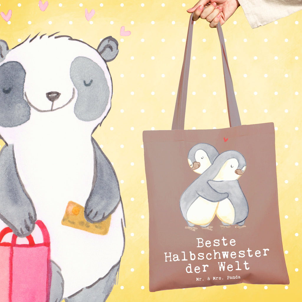 Tragetasche Pinguin Beste Halbschwester der Welt Beuteltasche, Beutel, Einkaufstasche, Jutebeutel, Stoffbeutel, Tasche, Shopper, Umhängetasche, Strandtasche, Schultertasche, Stofftasche, Tragetasche, Badetasche, Jutetasche, Einkaufstüte, Laptoptasche, für, Dankeschön, Geschenk, Schenken, Geburtstag, Geburtstagsgeschenk, Geschenkidee, Danke, Bedanken, Mitbringsel, Freude machen, Geschenktipp, Halbschwester, Stiefschwester, Stiefgeschwister, Schwestern, Schwester, Geschwister, Schwesterherz, Sister, Familie, Kleinigkeit, Beste, Tochter, Liebe, Kinder