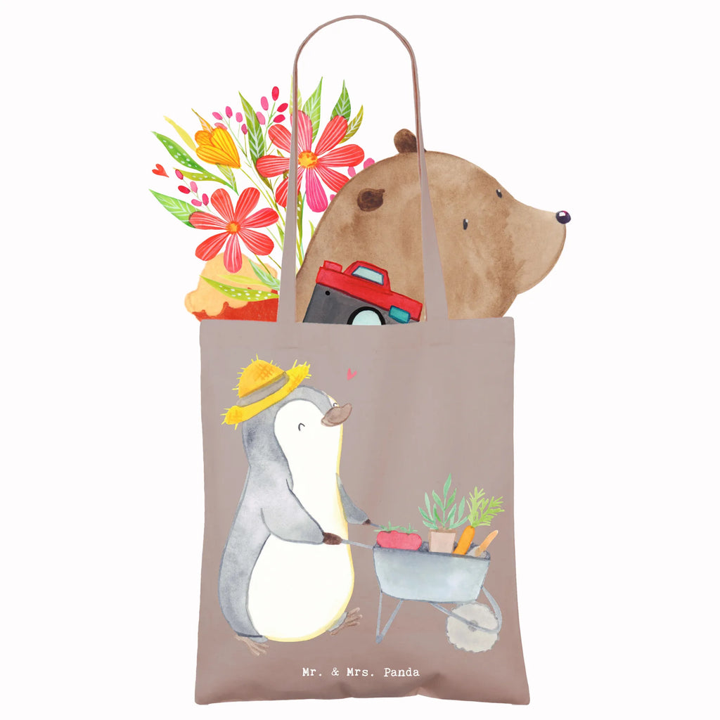 Tragetasche Pinguin Gartenarbeit Beuteltasche, Beutel, Einkaufstasche, Jutebeutel, Stoffbeutel, Tasche, Shopper, Umhängetasche, Strandtasche, Schultertasche, Stofftasche, Tragetasche, Badetasche, Jutetasche, Einkaufstüte, Laptoptasche, Geschenk, Sport, Sportart, Hobby, Schenken, Danke, Dankeschön, Auszeichnung, Gewinn, Sportler, Gartenarbeit, Urban gardening, Gärtnern, Gartenpflege