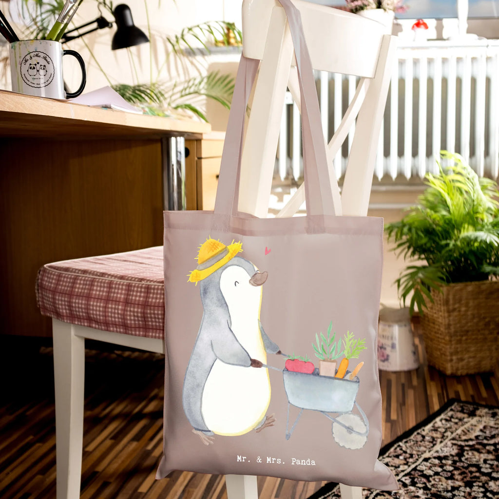 Tragetasche Pinguin Gartenarbeit Beuteltasche, Beutel, Einkaufstasche, Jutebeutel, Stoffbeutel, Tasche, Shopper, Umhängetasche, Strandtasche, Schultertasche, Stofftasche, Tragetasche, Badetasche, Jutetasche, Einkaufstüte, Laptoptasche, Geschenk, Sport, Sportart, Hobby, Schenken, Danke, Dankeschön, Auszeichnung, Gewinn, Sportler, Gartenarbeit, Urban gardening, Gärtnern, Gartenpflege