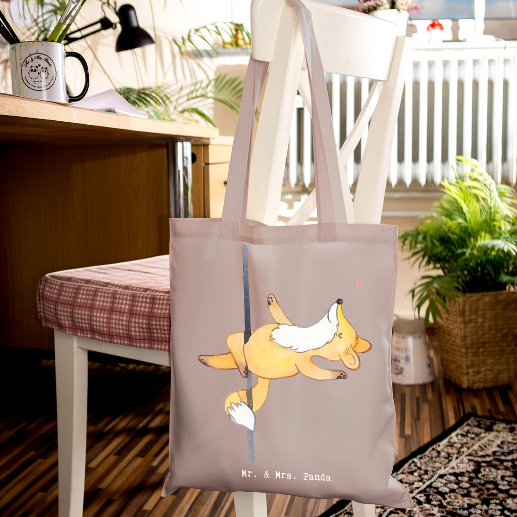 Tragetasche Fuchs Poledance Beuteltasche, Beutel, Einkaufstasche, Jutebeutel, Stoffbeutel, Tasche, Shopper, Umhängetasche, Strandtasche, Schultertasche, Stofftasche, Tragetasche, Badetasche, Jutetasche, Einkaufstüte, Laptoptasche, Geschenk, Sport, Sportart, Hobby, Schenken, Danke, Dankeschön, Auszeichnung, Gewinn, Sportler, Pole Dance, Tanzen, Tanz