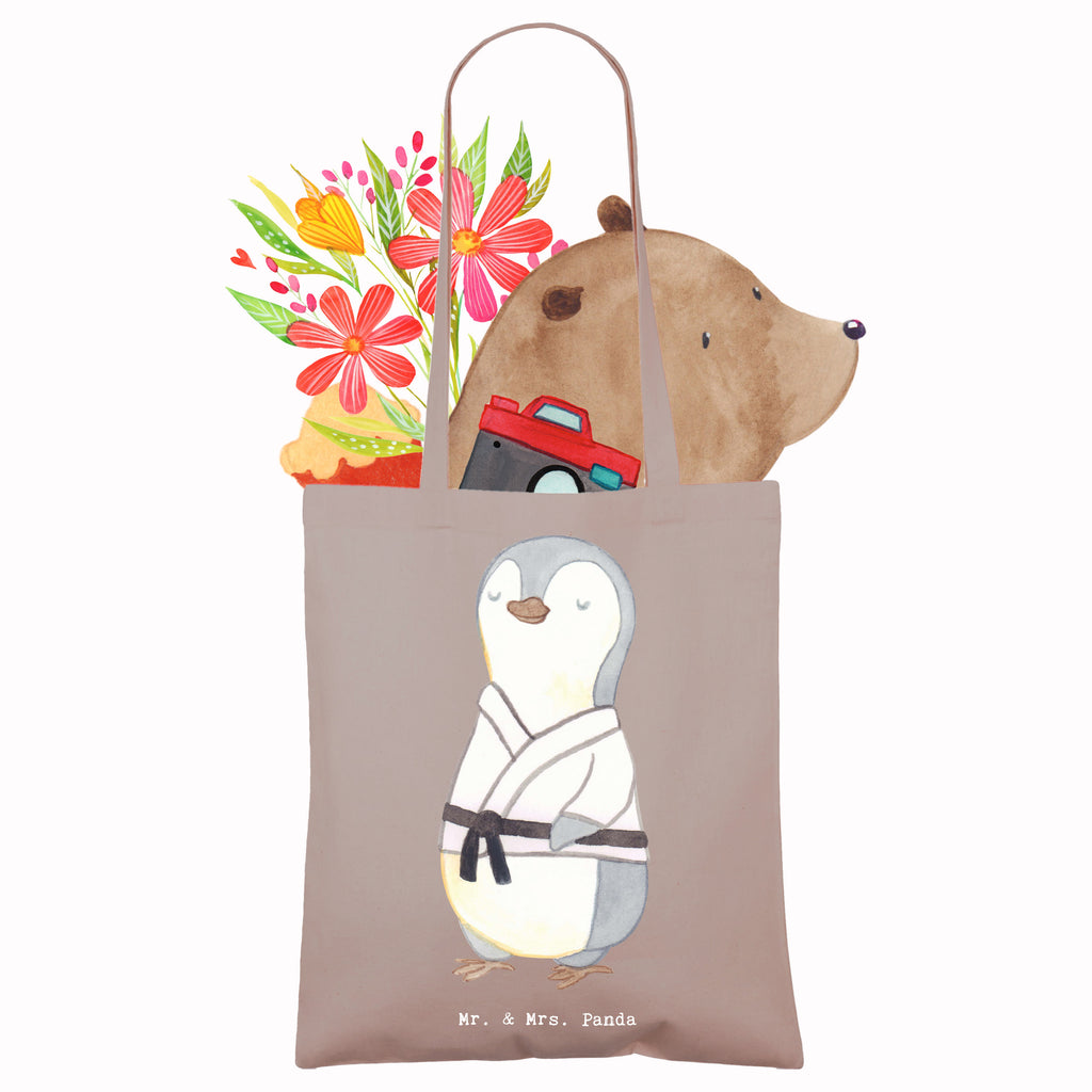 Tragetasche Pinguin Karate Beuteltasche, Beutel, Einkaufstasche, Jutebeutel, Stoffbeutel, Tasche, Shopper, Umhängetasche, Strandtasche, Schultertasche, Stofftasche, Tragetasche, Badetasche, Jutetasche, Einkaufstüte, Laptoptasche, Geschenk, Sport, Sportart, Hobby, Schenken, Danke, Dankeschön, Auszeichnung, Gewinn, Sportler, Karate, Kampfsportart, Selbstverteidigung, Kampfkunst, Karate Verein