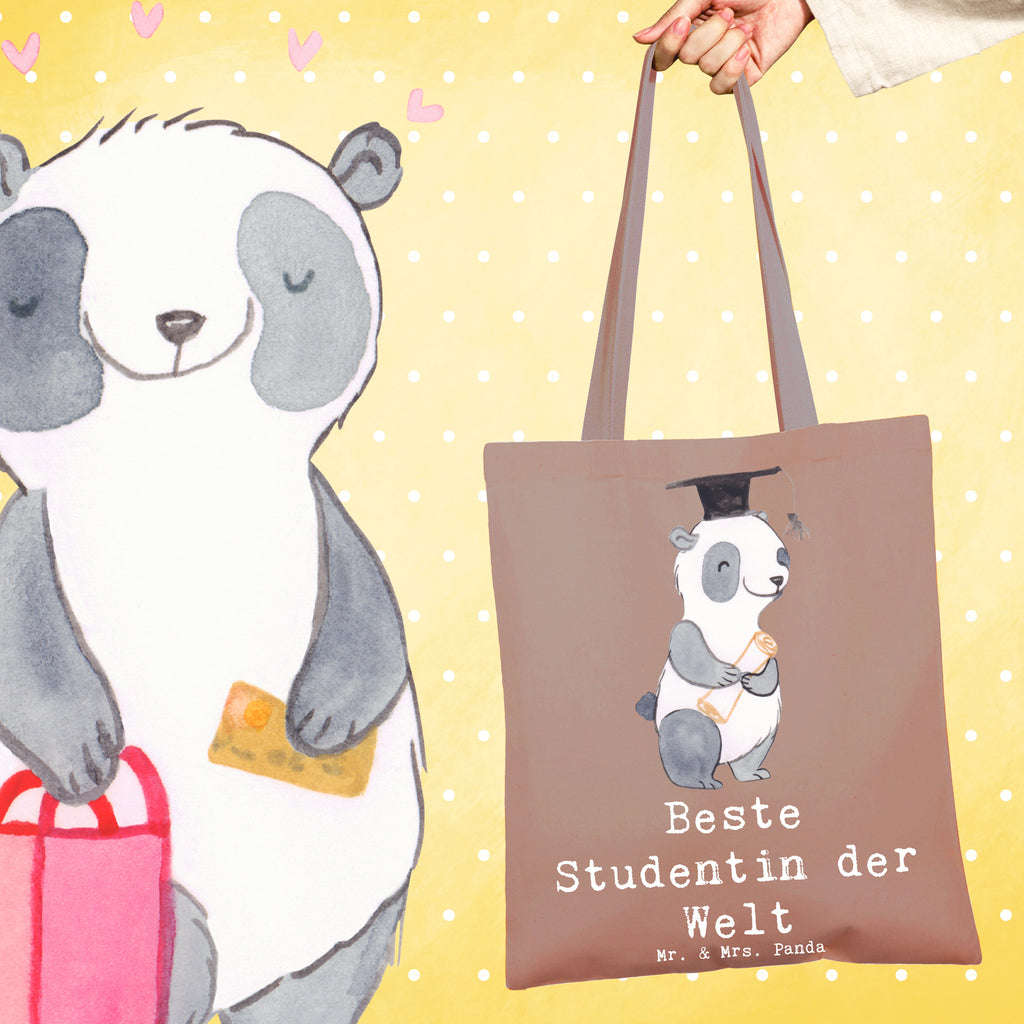 Tragetasche Panda Beste Studentin der Welt Beuteltasche, Beutel, Einkaufstasche, Jutebeutel, Stoffbeutel, Tasche, Shopper, Umhängetasche, Strandtasche, Schultertasche, Stofftasche, Tragetasche, Badetasche, Jutetasche, Einkaufstüte, Laptoptasche, für, Dankeschön, Geschenk, Schenken, Geburtstag, Geburtstagsgeschenk, Geschenkidee, Danke, Bedanken, Mitbringsel, Freude machen, Geschenktipp, Studentin, Studium, Tochter, Spaß, Musterschülerin, lustig, Studienabschluss, witzig, Universität, Abschluss, Alumni, Uni, Studenten, Hochschule