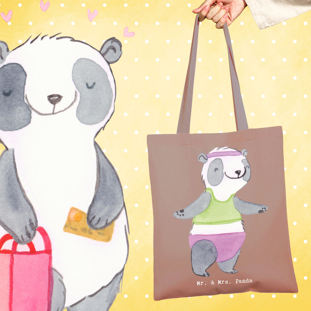 Tragetasche Panda Aerobic Beuteltasche, Beutel, Einkaufstasche, Jutebeutel, Stoffbeutel, Tasche, Shopper, Umhängetasche, Strandtasche, Schultertasche, Stofftasche, Tragetasche, Badetasche, Jutetasche, Einkaufstüte, Laptoptasche, Geschenk, Sport, Sportart, Hobby, Schenken, Danke, Dankeschön, Auszeichnung, Gewinn, Sportler, Aerobic, Aerobic Fitness, Fitnessstudio