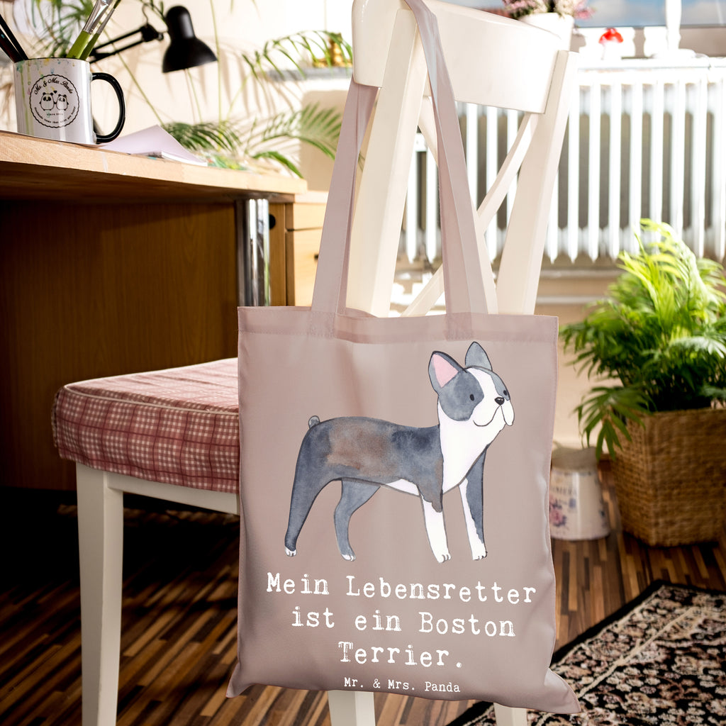 Tragetasche Boston Terrier Lebensretter Beuteltasche, Beutel, Einkaufstasche, Jutebeutel, Stoffbeutel, Tasche, Shopper, Umhängetasche, Strandtasche, Schultertasche, Stofftasche, Tragetasche, Badetasche, Jutetasche, Einkaufstüte, Laptoptasche, Hund, Hunderasse, Rassehund, Hundebesitzer, Geschenk, Tierfreund, Schenken, Welpe, Boston Terrier