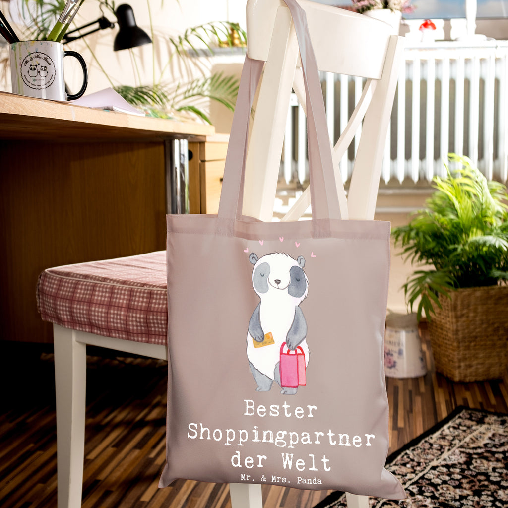 Tragetasche Panda Bester Shoppingpartner der Welt Beuteltasche, Beutel, Einkaufstasche, Jutebeutel, Stoffbeutel, Tasche, Shopper, Umhängetasche, Strandtasche, Schultertasche, Stofftasche, Tragetasche, Badetasche, Jutetasche, Einkaufstüte, Laptoptasche, für, Dankeschön, Geschenk, Schenken, Geburtstag, Geburtstagsgeschenk, Geschenkidee, Danke, Bedanken, Mitbringsel, Freude machen, Geschenktipp, Shoppingpartner, Shoppen, Begleitung, Partner, Freundin, Freund, bff, Shopping, Einkaufen, Shopping-Queen, Queen, Bester