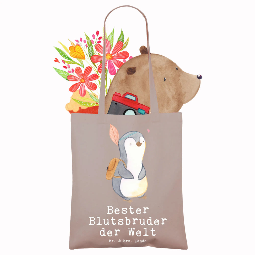 Tragetasche Pinguin Bester Blutsbruder der Welt Beuteltasche, Beutel, Einkaufstasche, Jutebeutel, Stoffbeutel, Tasche, Shopper, Umhängetasche, Strandtasche, Schultertasche, Stofftasche, Tragetasche, Badetasche, Jutetasche, Einkaufstüte, Laptoptasche, für, Dankeschön, Geschenk, Schenken, Geburtstag, Geburtstagsgeschenk, Geschenkidee, Danke, Bedanken, Mitbringsel, Freude machen, Geschenktipp, Blutsbruder, Blutsgeschwister, Freund, Brüder, Geschwister, Bruderherz, Brother, Familie, Kleinigkeit, Bester, Sido