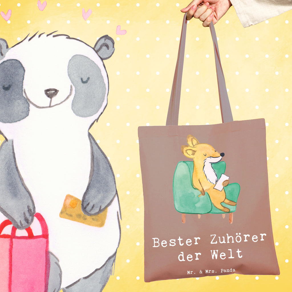 Tragetasche Fuchs Bester Zuhörer der Welt Beuteltasche, Beutel, Einkaufstasche, Jutebeutel, Stoffbeutel, Tasche, Shopper, Umhängetasche, Strandtasche, Schultertasche, Stofftasche, Tragetasche, Badetasche, Jutetasche, Einkaufstüte, Laptoptasche, für, Dankeschön, Geschenk, Schenken, Geburtstag, Geburtstagsgeschenk, Geschenkidee, Danke, Bedanken, Mitbringsel, Freude machen, Geschenktipp, Zuhörer, Freund, Freundin, offenes Ohr, Hilfsbereit, Hilfe