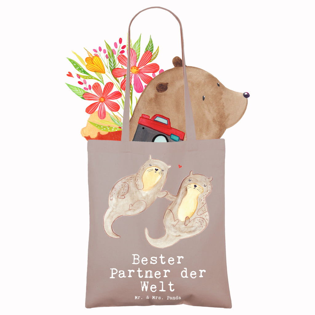 Tragetasche Otter Bester Partner der Welt Beuteltasche, Beutel, Einkaufstasche, Jutebeutel, Stoffbeutel, Tasche, Shopper, Umhängetasche, Strandtasche, Schultertasche, Stofftasche, Tragetasche, Badetasche, Jutetasche, Einkaufstüte, Laptoptasche, für, Dankeschön, Geschenk, Schenken, Geburtstag, Geburtstagsgeschenk, Geschenkidee, Danke, Bedanken, Mitbringsel, Freude machen, Geschenktipp, Partner, Ehepartner, Mann, Frau, Ehefrau, Ehemann. Freundin, Freund, Lebensgefährte, Paar, Liebe