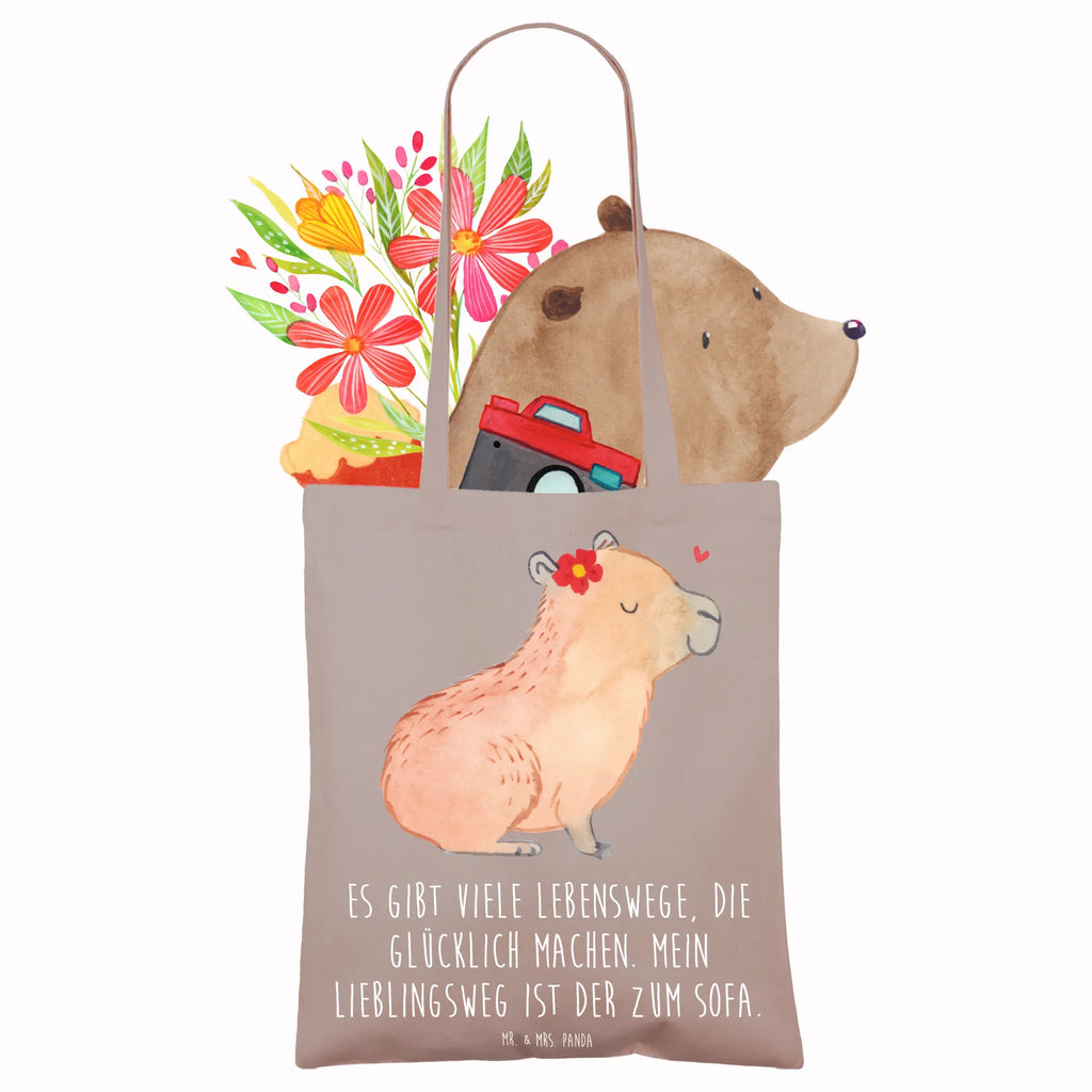 Tragetasche Capybara Blume Beuteltasche, Beutel, Einkaufstasche, Jutebeutel, Stoffbeutel, Tasche, Shopper, Umhängetasche, Strandtasche, Schultertasche, Stofftasche, Tragetasche, Badetasche, Jutetasche, Einkaufstüte, Laptoptasche, Tiermotive, Gute Laune, lustige Sprüche, Tiere, Capybara