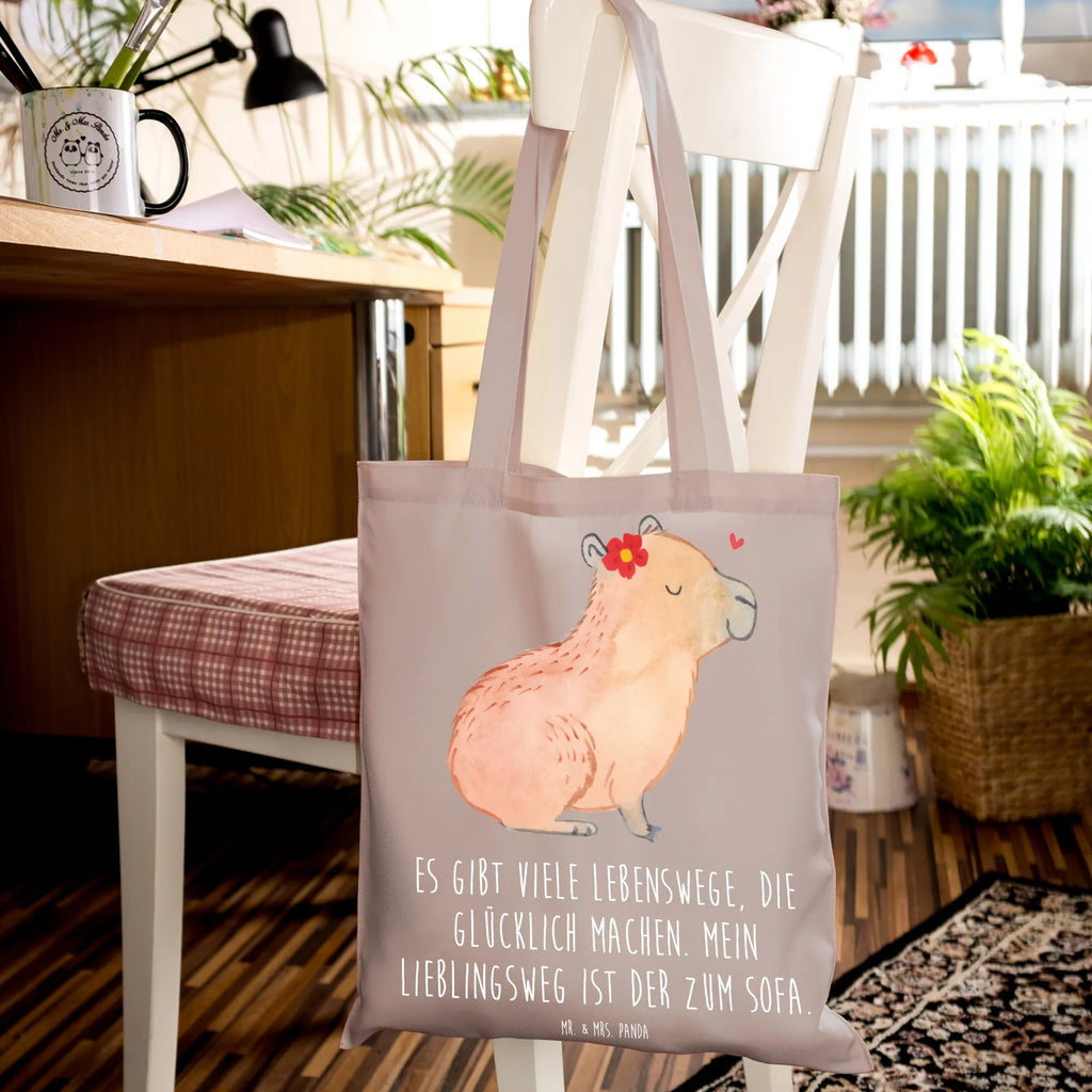 Tragetasche Capybara Blume Beuteltasche, Beutel, Einkaufstasche, Jutebeutel, Stoffbeutel, Tasche, Shopper, Umhängetasche, Strandtasche, Schultertasche, Stofftasche, Tragetasche, Badetasche, Jutetasche, Einkaufstüte, Laptoptasche, Tiermotive, Gute Laune, lustige Sprüche, Tiere, Capybara