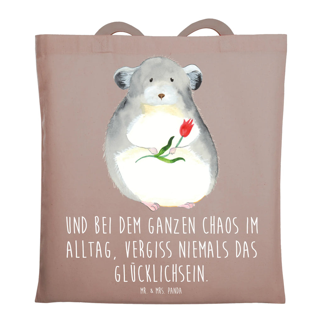 Tragetasche Chinchilla mit Blume Beuteltasche, Beutel, Einkaufstasche, Jutebeutel, Stoffbeutel, Tasche, Shopper, Umhängetasche, Strandtasche, Schultertasche, Stofftasche, Tragetasche, Badetasche, Jutetasche, Einkaufstüte, Laptoptasche, Tiermotive, Gute Laune, lustige Sprüche, Tiere, Chinchilla, Chinchillas, Liebeskummer, Kummer, Depressionen, traurig sein, Chaos, Glücklichsein, Büro, Büroalltag