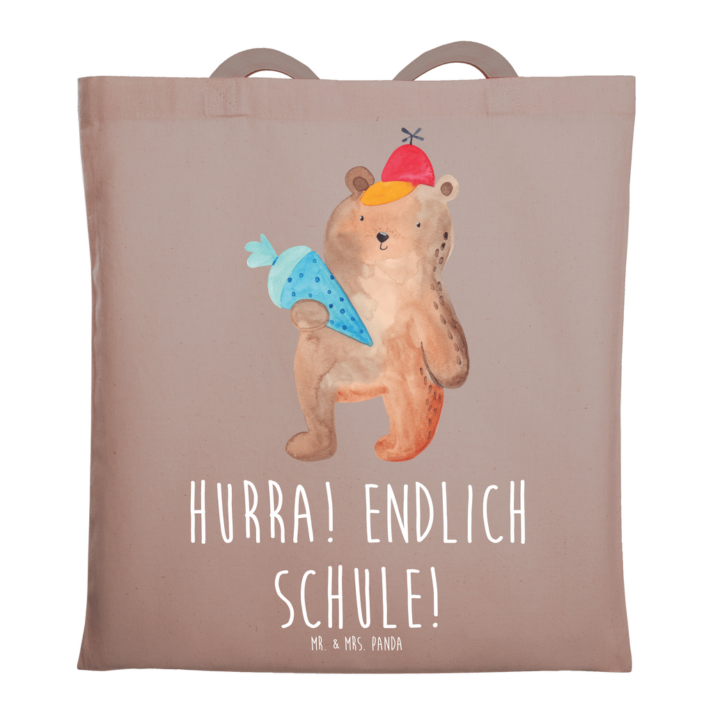 Tragetasche Bär mit Schultüte Beuteltasche, Beutel, Einkaufstasche, Jutebeutel, Stoffbeutel, Tasche, Shopper, Umhängetasche, Strandtasche, Schultertasche, Stofftasche, Tragetasche, Badetasche, Jutetasche, Einkaufstüte, Laptoptasche, Bär, Teddy, Teddybär, Bär Motiv, Schultüte, Erster Schultag Geschenk, Einschulung Geschenk, Schule Geschenk, Grundschule, Schulanfang, Schulbeginn