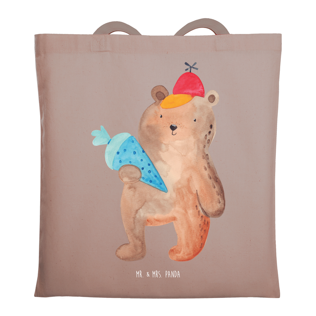 Tragetasche Bär mit Schultüte Beuteltasche, Beutel, Einkaufstasche, Jutebeutel, Stoffbeutel, Tasche, Shopper, Umhängetasche, Strandtasche, Schultertasche, Stofftasche, Tragetasche, Badetasche, Jutetasche, Einkaufstüte, Laptoptasche, Bär, Teddy, Teddybär, Bär Motiv, Schultüte, Erster Schultag Geschenk, Einschulung Geschenk, Schule Geschenk, Grundschule, Schulanfang, Schulbeginn