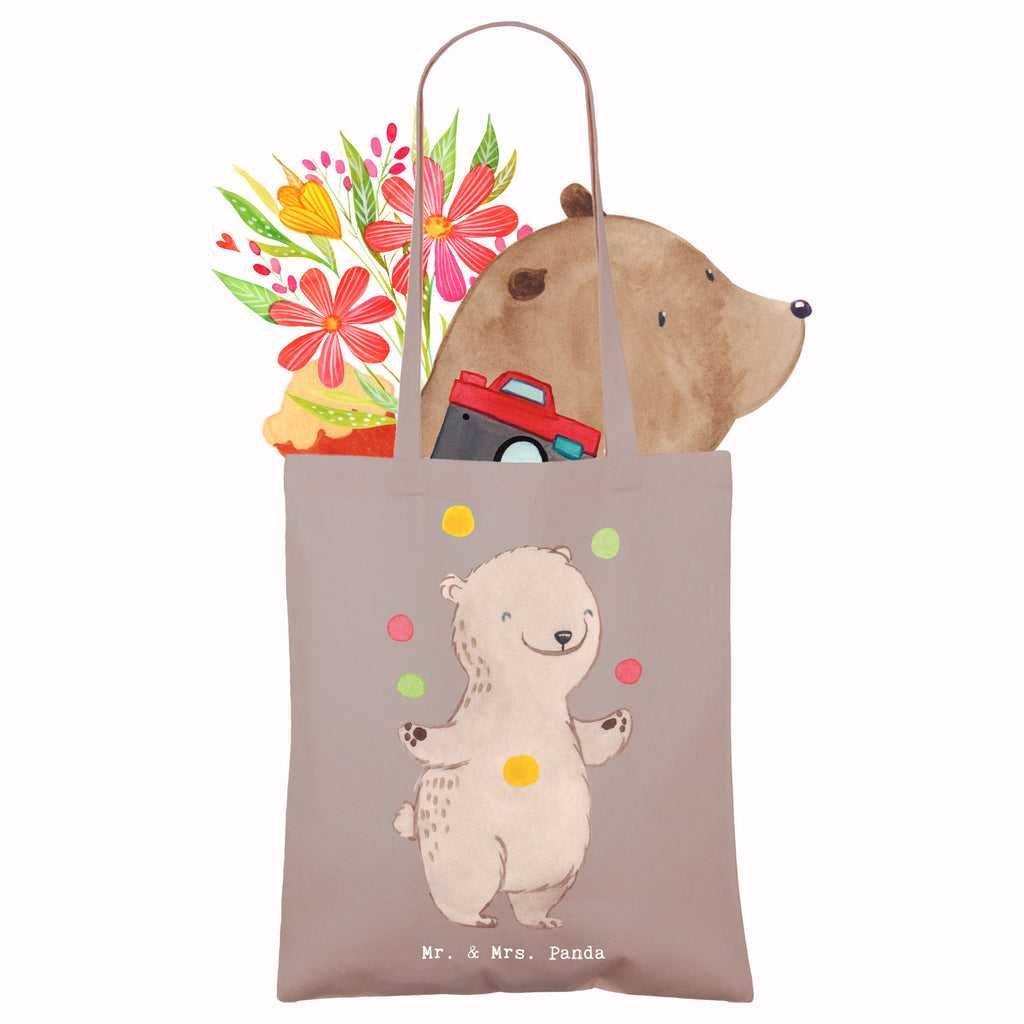 Tragetasche Bär Jonglieren Beuteltasche, Beutel, Einkaufstasche, Jutebeutel, Stoffbeutel, Tasche, Shopper, Umhängetasche, Strandtasche, Schultertasche, Stofftasche, Tragetasche, Badetasche, Jutetasche, Einkaufstüte, Laptoptasche, Geschenk, Sport, Sportart, Hobby, Schenken, Danke, Dankeschön, Auszeichnung, Gewinn, Sportler, Jonglieren, Jongleur, Zirkus, Artistik