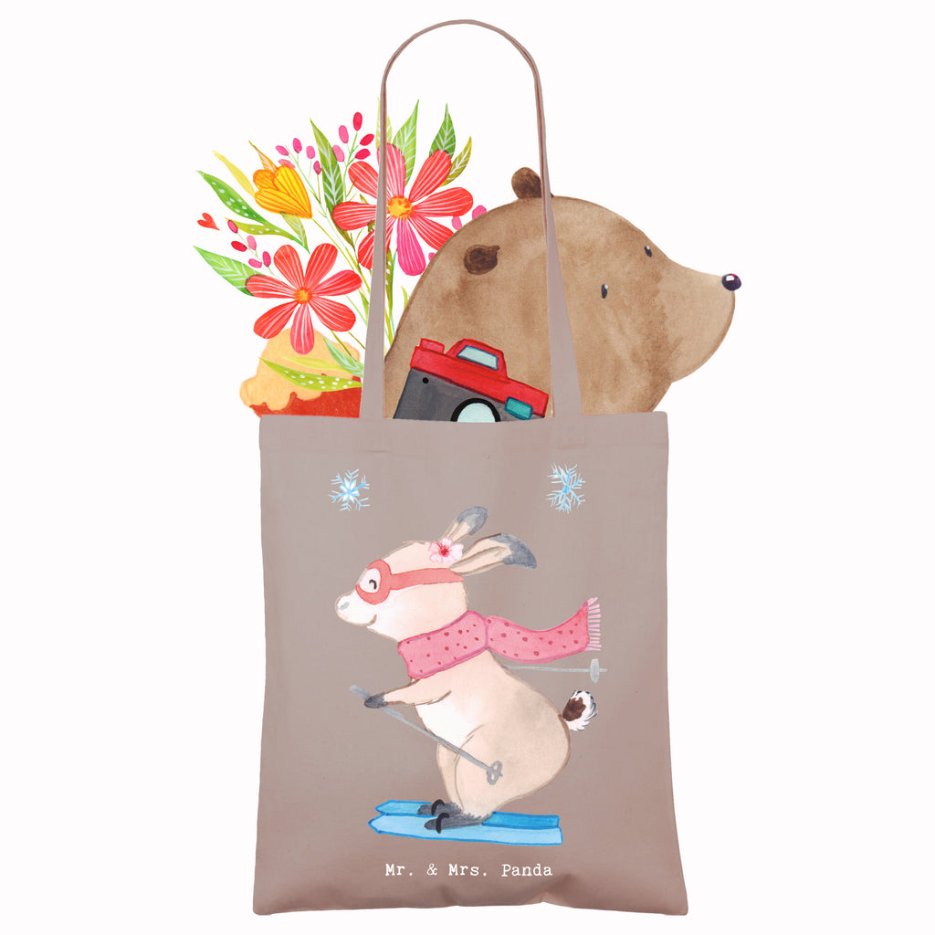 Tragetasche Hase Skifahren Beuteltasche, Beutel, Einkaufstasche, Jutebeutel, Stoffbeutel, Tasche, Shopper, Umhängetasche, Strandtasche, Schultertasche, Stofftasche, Tragetasche, Badetasche, Jutetasche, Einkaufstüte, Laptoptasche, Geschenk, Sport, Sportart, Hobby, Schenken, Danke, Dankeschön, Auszeichnung, Gewinn, Sportler, Ski fahren, Skifahren, Skisport, Skiwettbewerb, Skirennen