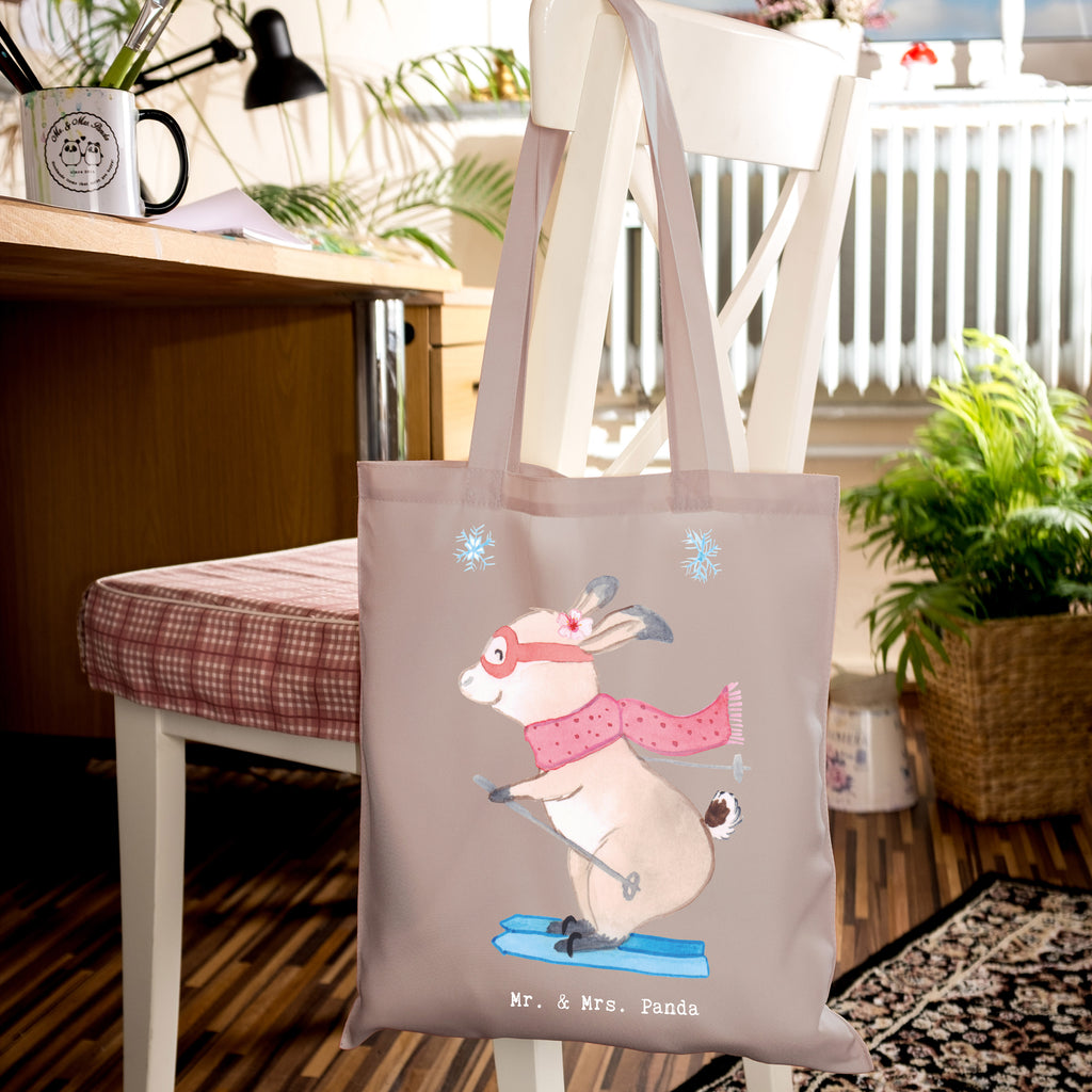 Tragetasche Hase Skifahren Beuteltasche, Beutel, Einkaufstasche, Jutebeutel, Stoffbeutel, Tasche, Shopper, Umhängetasche, Strandtasche, Schultertasche, Stofftasche, Tragetasche, Badetasche, Jutetasche, Einkaufstüte, Laptoptasche, Geschenk, Sport, Sportart, Hobby, Schenken, Danke, Dankeschön, Auszeichnung, Gewinn, Sportler, Ski fahren, Skifahren, Skisport, Skiwettbewerb, Skirennen