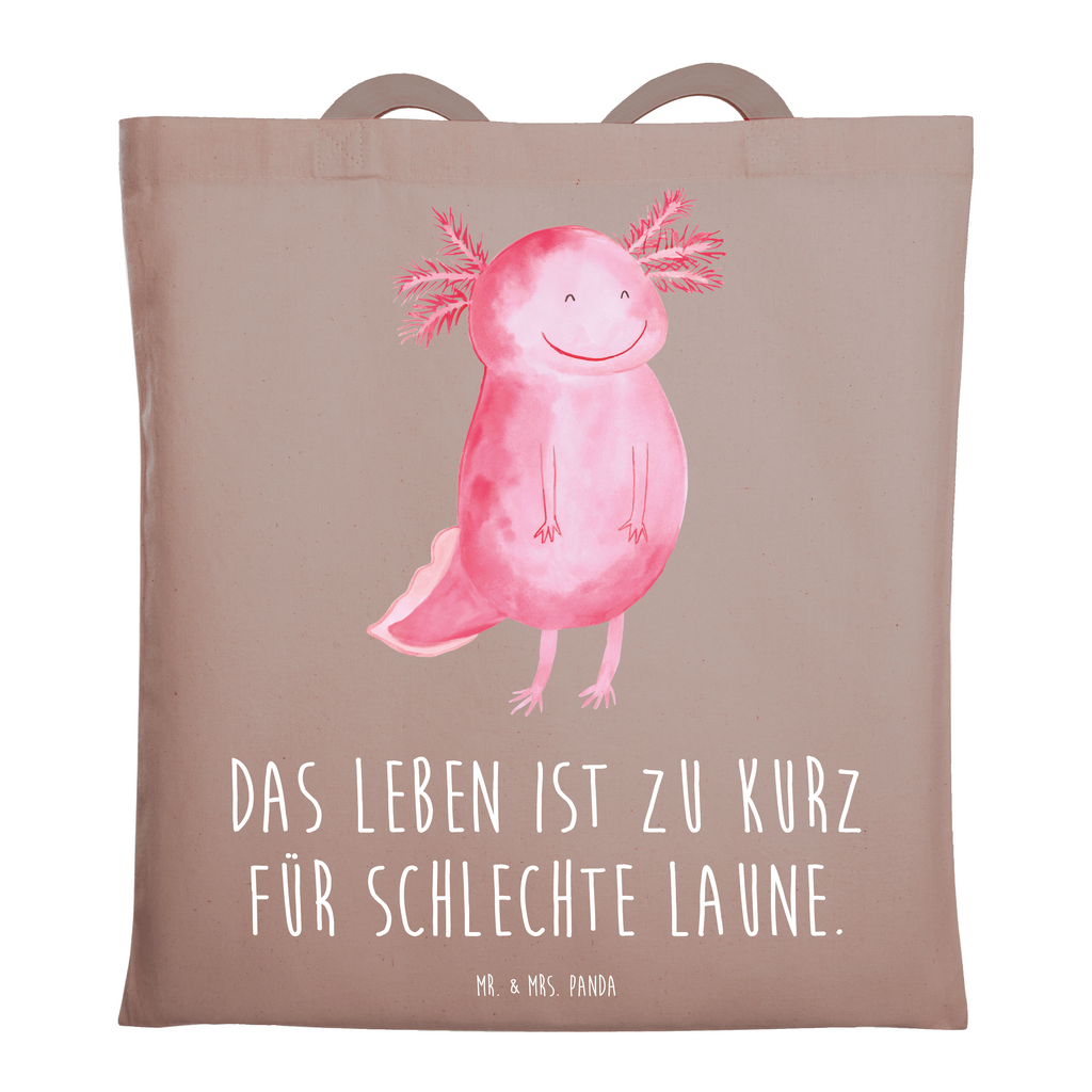 Tragetasche Axolotl Glücklich Beuteltasche, Beutel, Einkaufstasche, Jutebeutel, Stoffbeutel, Tasche, Shopper, Umhängetasche, Strandtasche, Schultertasche, Stofftasche, Tragetasche, Badetasche, Jutetasche, Einkaufstüte, Laptoptasche, Axolotl, Molch, Axolot, Schwanzlurch, Lurch, Lurche, Motivation, gute Laune