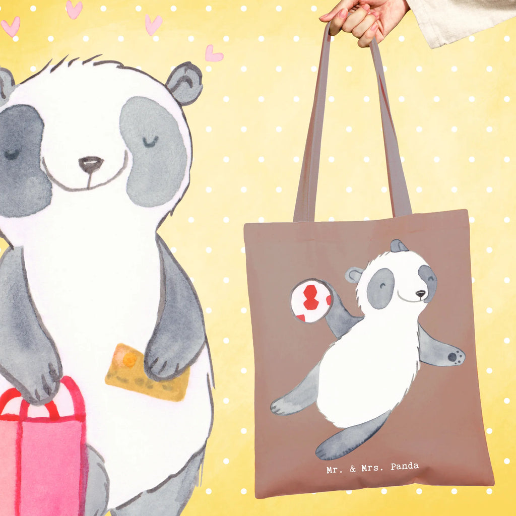 Tragetasche Panda Handball spielen Beuteltasche, Beutel, Einkaufstasche, Jutebeutel, Stoffbeutel, Tasche, Shopper, Umhängetasche, Strandtasche, Schultertasche, Stofftasche, Tragetasche, Badetasche, Jutetasche, Einkaufstüte, Laptoptasche, Geschenk, Sport, Sportart, Hobby, Schenken, Danke, Dankeschön, Auszeichnung, Gewinn, Sportler, Handball spielen, Handball Turnier, Handball Club, Handball Verein