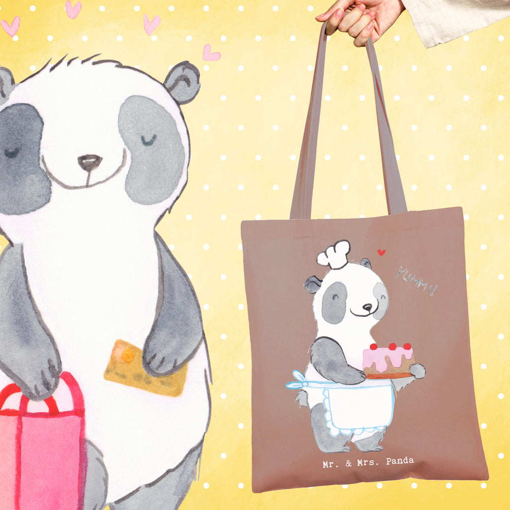 Tragetasche Panda Backen Beuteltasche, Beutel, Einkaufstasche, Jutebeutel, Stoffbeutel, Tasche, Shopper, Umhängetasche, Strandtasche, Schultertasche, Stofftasche, Tragetasche, Badetasche, Jutetasche, Einkaufstüte, Laptoptasche, Geschenk, Sport, Sportart, Hobby, Schenken, Danke, Dankeschön, Auszeichnung, Gewinn, Sportler, backen, Hobbybäcker, Kuchen backen