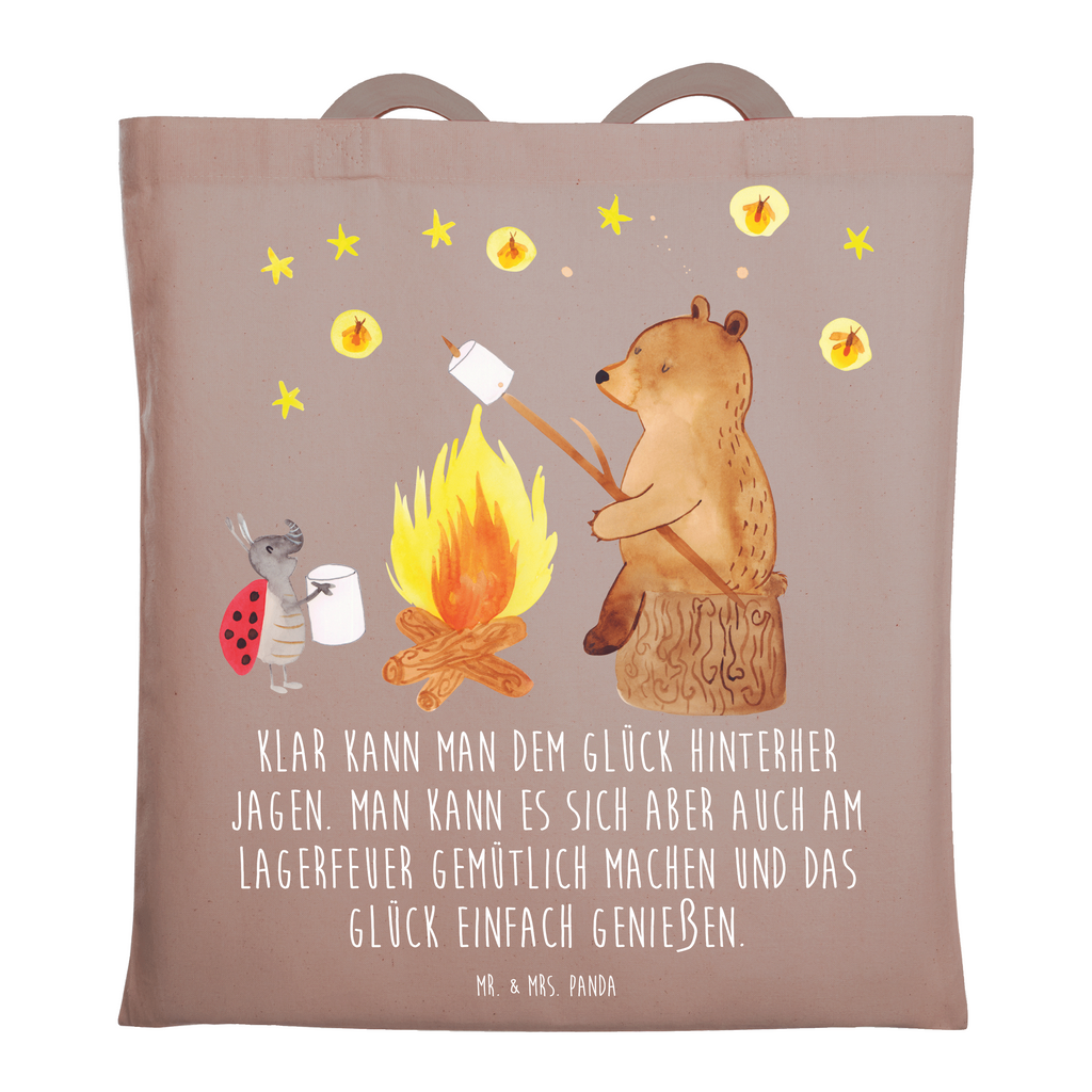 Tragetasche Bär & Marienkäfer Lagerfeuer Beuteltasche, Beutel, Einkaufstasche, Jutebeutel, Stoffbeutel, Tasche, Shopper, Umhängetasche, Strandtasche, Schultertasche, Stofftasche, Tragetasche, Badetasche, Jutetasche, Einkaufstüte, Laptoptasche, Bär, Teddy, Teddybär, Lagerfeuer