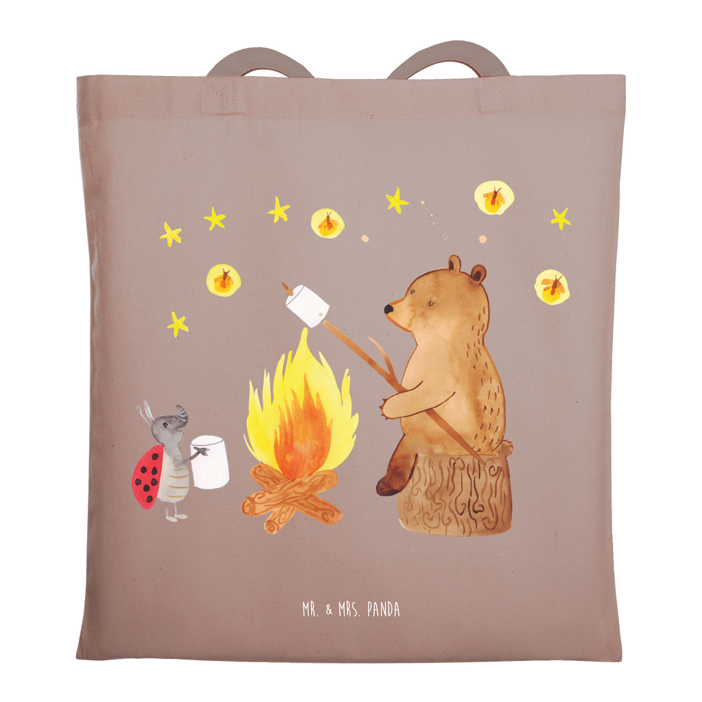 Tragetasche Bär & Marienkäfer Lagerfeuer Beuteltasche, Beutel, Einkaufstasche, Jutebeutel, Stoffbeutel, Tasche, Shopper, Umhängetasche, Strandtasche, Schultertasche, Stofftasche, Tragetasche, Badetasche, Jutetasche, Einkaufstüte, Laptoptasche, Bär, Teddy, Teddybär, Lagerfeuer