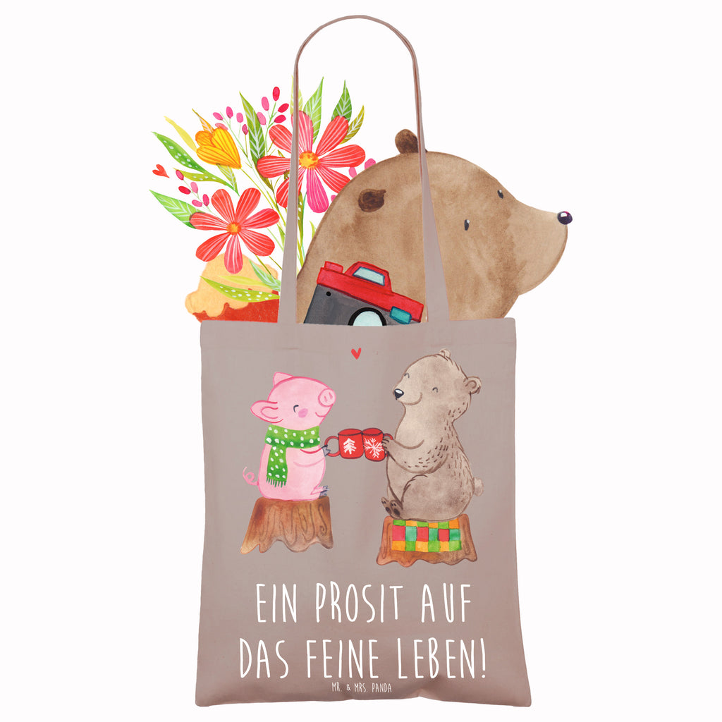 Tragetasche Glühschwein Sause Beuteltasche, Beutel, Einkaufstasche, Jutebeutel, Stoffbeutel, Tasche, Shopper, Umhängetasche, Strandtasche, Schultertasche, Stofftasche, Tragetasche, Badetasche, Jutetasche, Einkaufstüte, Laptoptasche, Winter, Weihnachten, Weihnachtsdeko, Nikolaus, Advent, Heiligabend, Wintermotiv, Prost, Alles Gute, Weihnachtszeit, Schwein, Bär