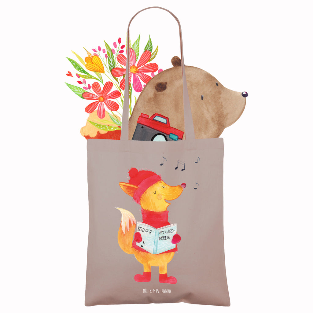 Tragetasche Fuchs Sänger Beuteltasche, Beutel, Einkaufstasche, Jutebeutel, Stoffbeutel, Tasche, Shopper, Umhängetasche, Strandtasche, Schultertasche, Stofftasche, Tragetasche, Badetasche, Jutetasche, Einkaufstüte, Laptoptasche, Winter, Weihnachten, Weihnachtsdeko, Nikolaus, Advent, Heiligabend, Wintermotiv, Fuchs, Füchse, Sänger, Geschenk Sänger, Singen, Weihnachtslieder