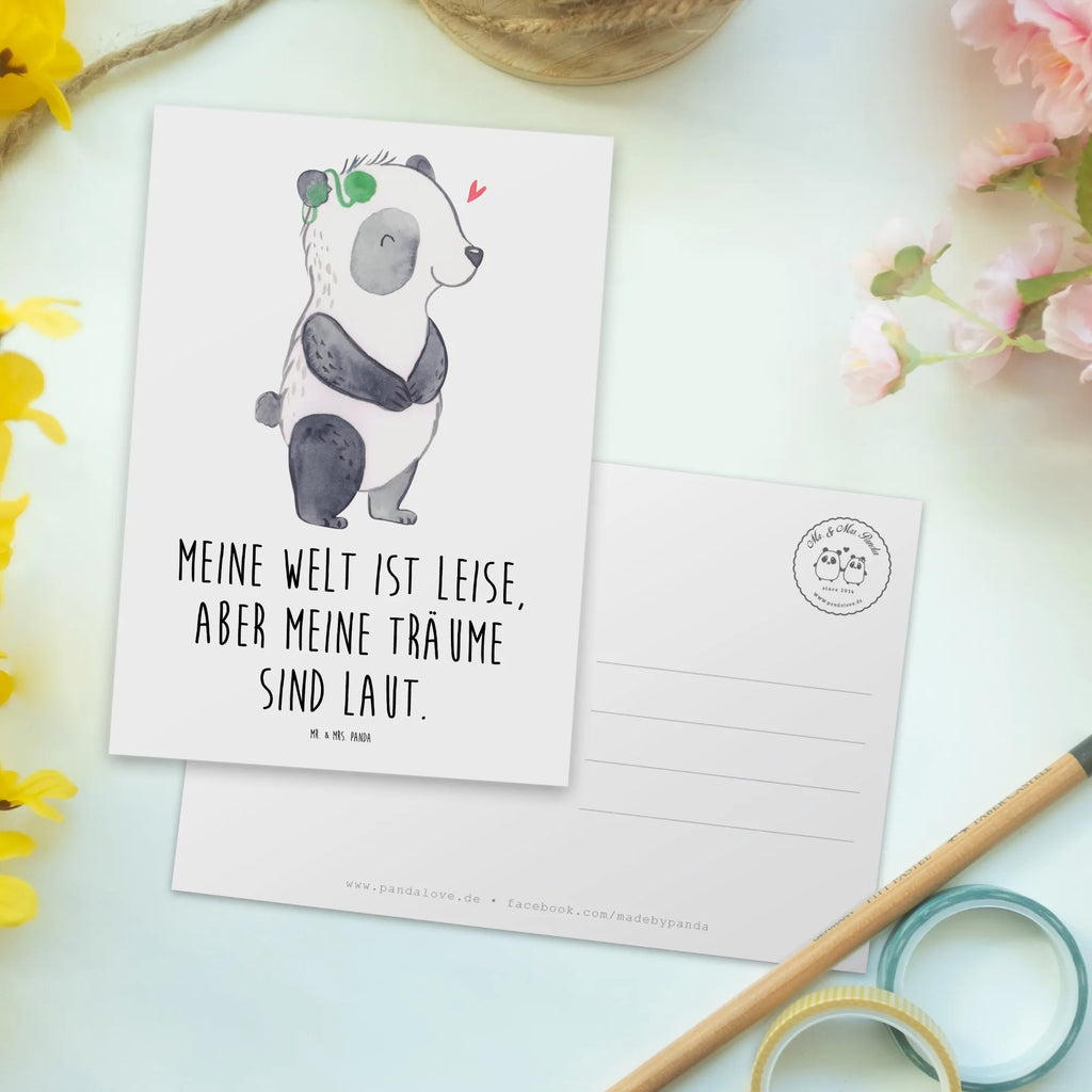 Postkarte Panda Gehörlos Postkarte, Karte, Geschenkkarte, Grußkarte, Einladung, Ansichtskarte, Geburtstagskarte, Einladungskarte, Dankeskarte, Ansichtskarten, Einladung Geburtstag, Einladungskarten Geburtstag, Panda, gehörlos, Cochlea Implantat, ertaubt